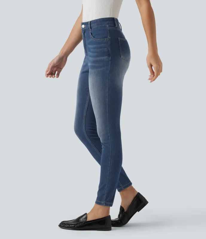 Halara Jeans ajustados casuales Halara Flex™ de tiro alto con bolsillos - Estate Blue Denim - XL(regular) sold by Halara