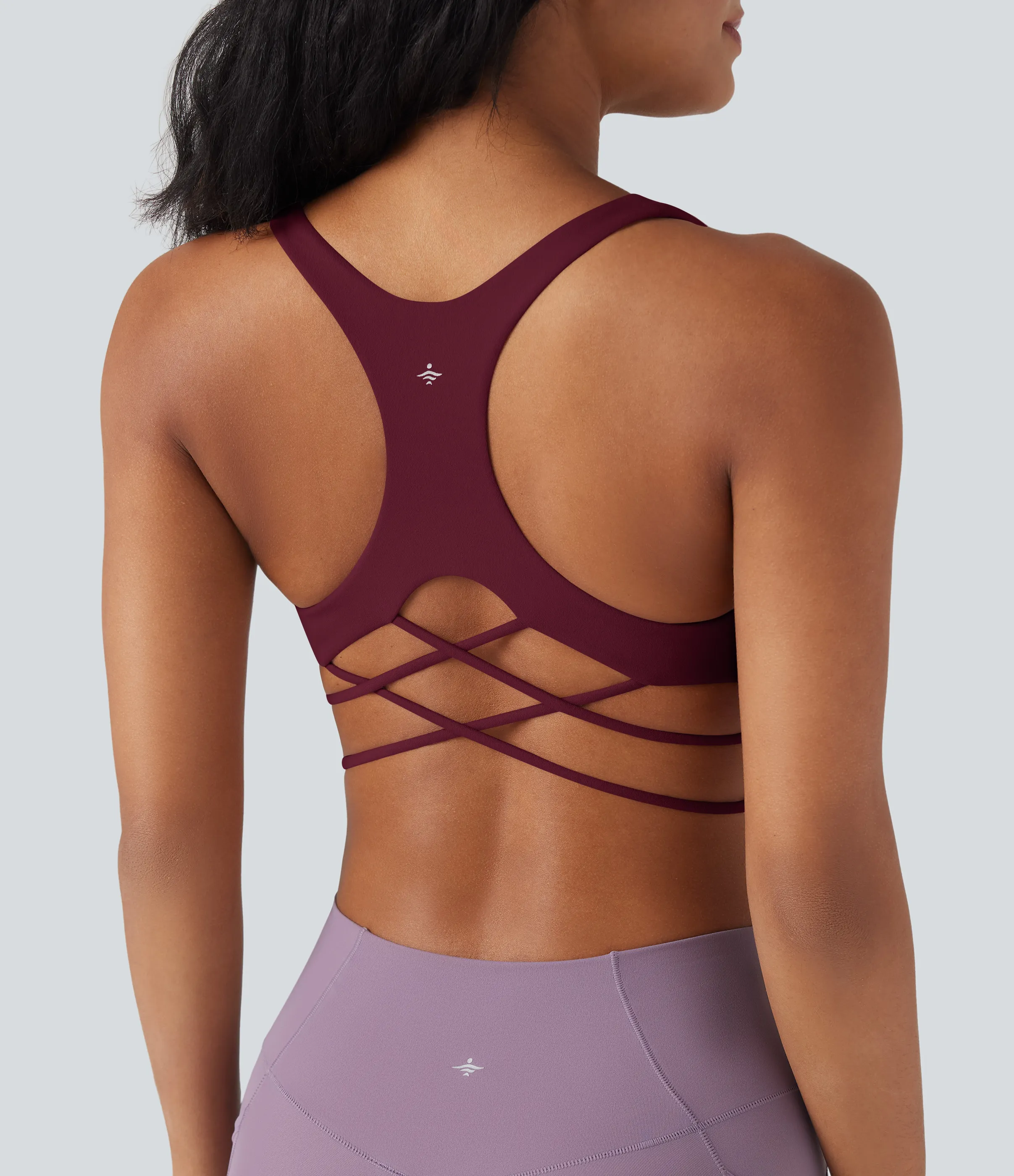 Halara Brasier deportivo de sujeción baja para yoga tipo racerback con tirantes cruzados en copas A-C - Deep Wine - L sold by Halara product image thumbnail 2