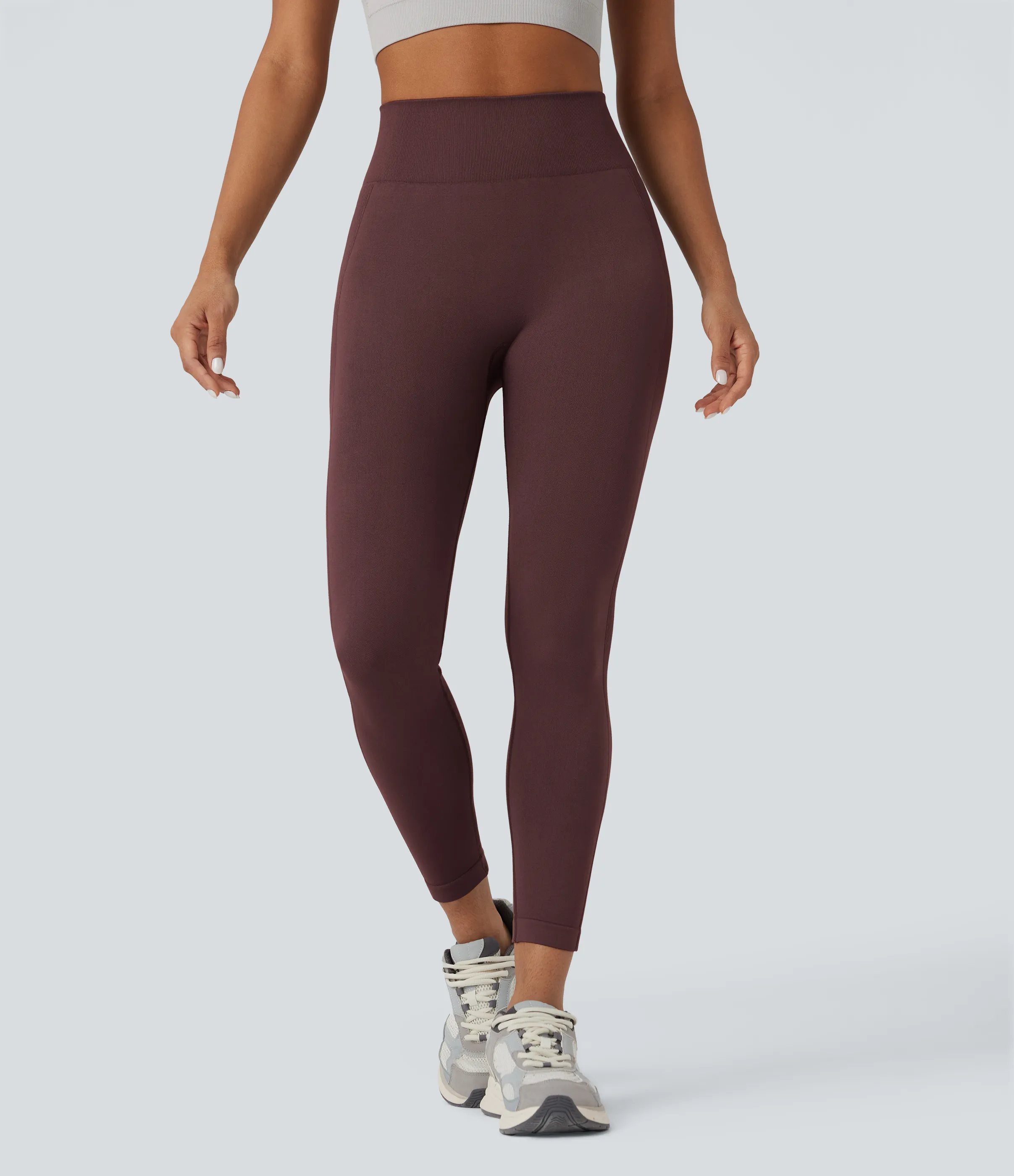 Halara Leggings de yoga de tiro alto con efecto push up sin costuras - Red Mahogany - XS(7/8) sold by Halara product image thumbnail 3