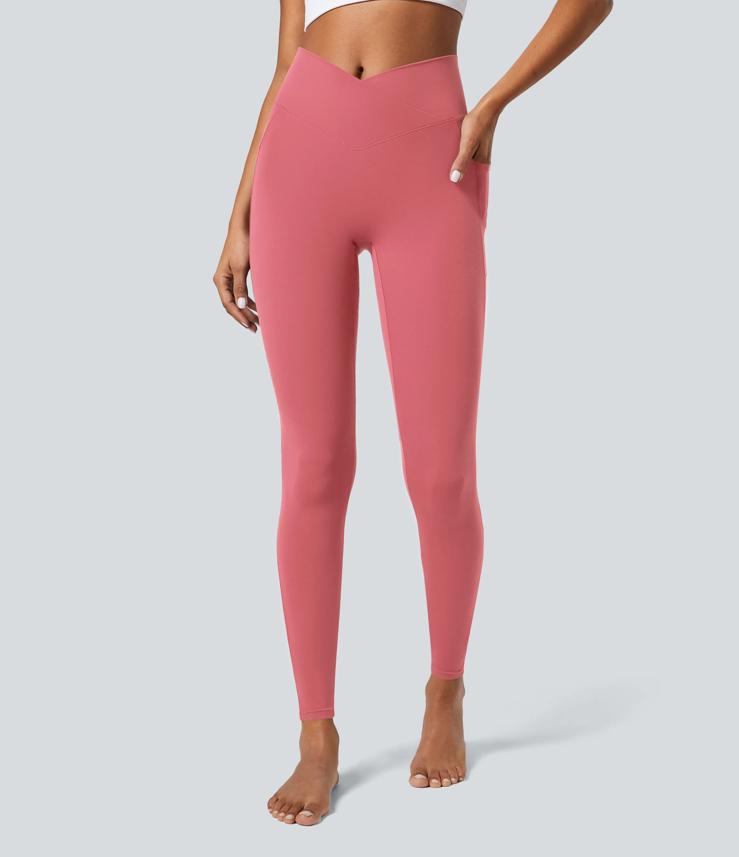 Halara Leggings Softlyzero™ liso bolsillo cruzado - Begonia Rouge - XL(7/8) sold by Halara product image thumbnail 2