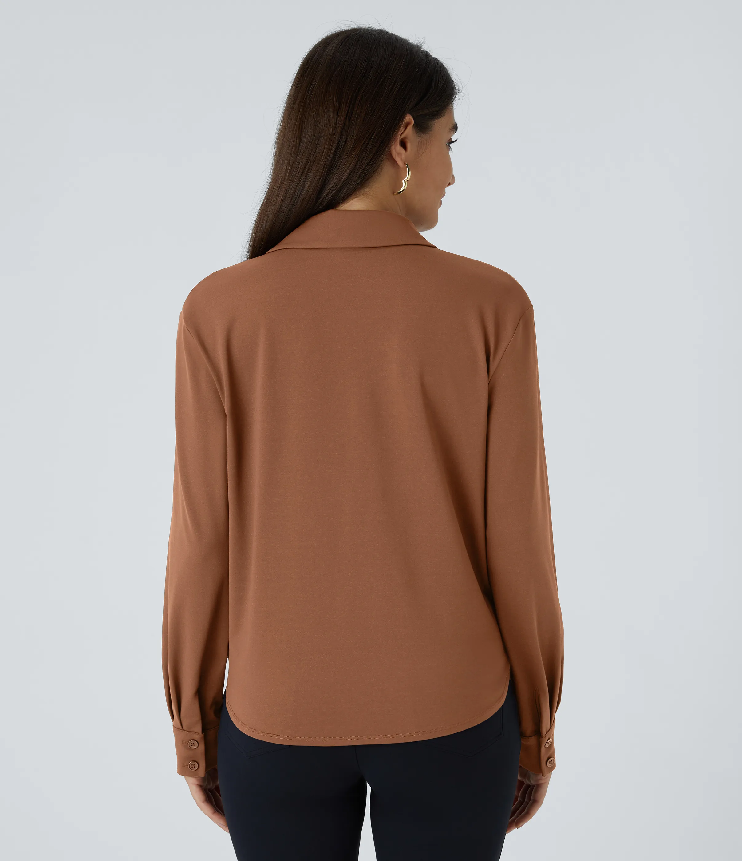 Halara Camisa oficina manga larga cruzada cuello muesca - Rust Red - L sold by Halara product image thumbnail 3