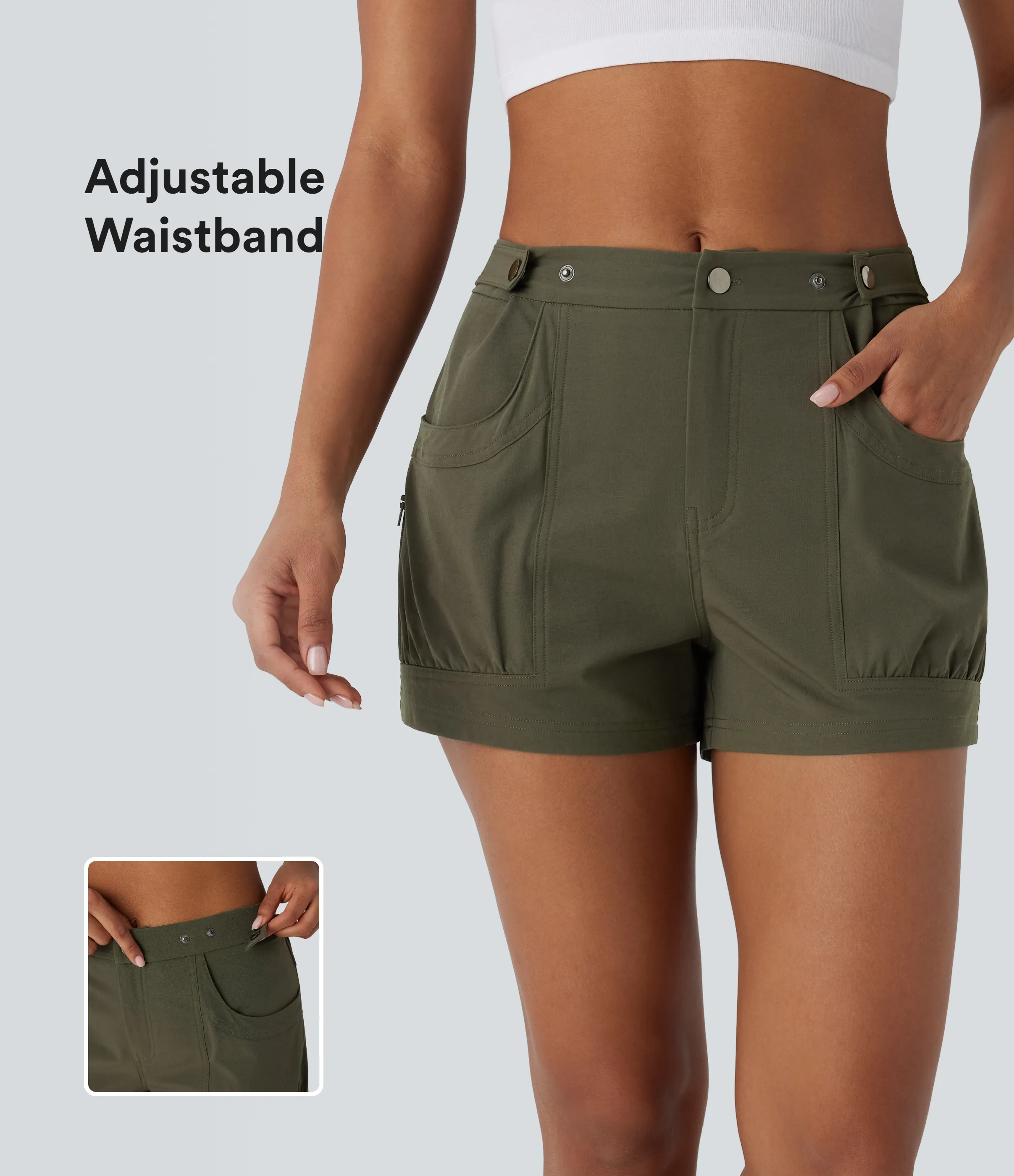 Halara Pantalón corto tiro medio ajustable bolsillo lateral - Moss Green - XL sold by Halara product image thumbnail 2