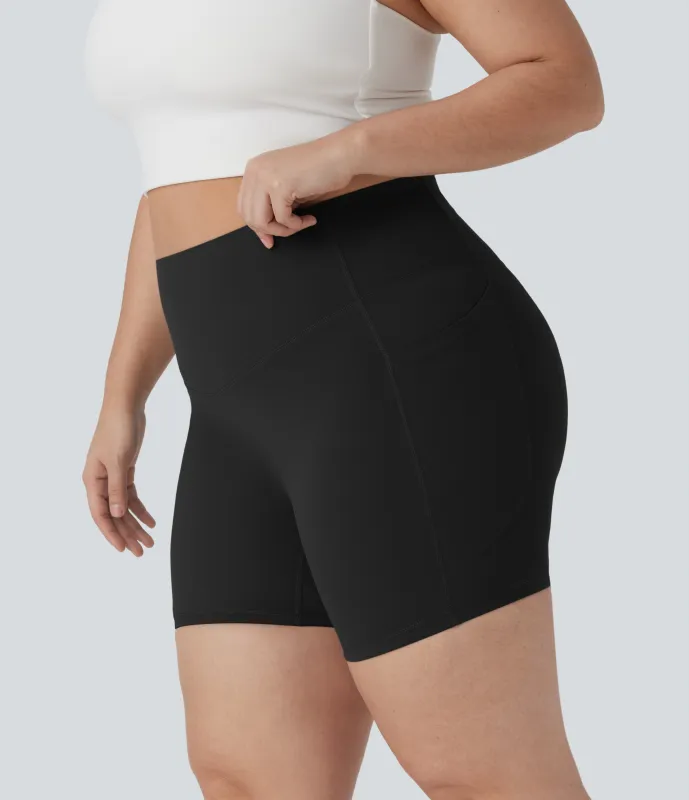 Halara Pantalones cortos biker moldeadores Halara UltraSculpt™ de tiro alto con reductor de abdomen y bolsillos en longitud 12,7cm  - Black - 3X made by Halara