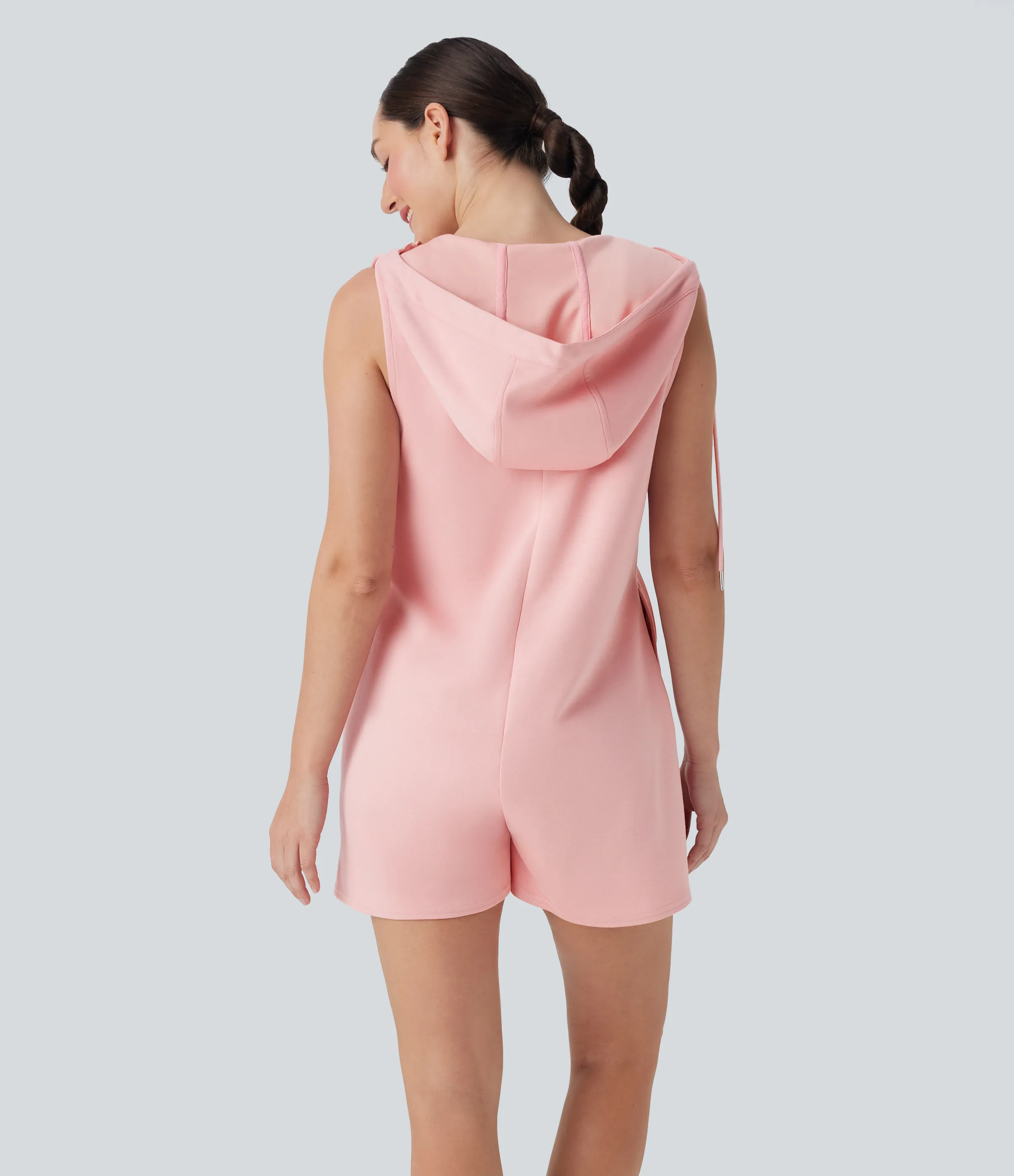 Halara Mono casual sin mangas con capucha, cremallera y bolsillos - Pale Dogwood - S(regular) sold by Halara product image thumbnail 3