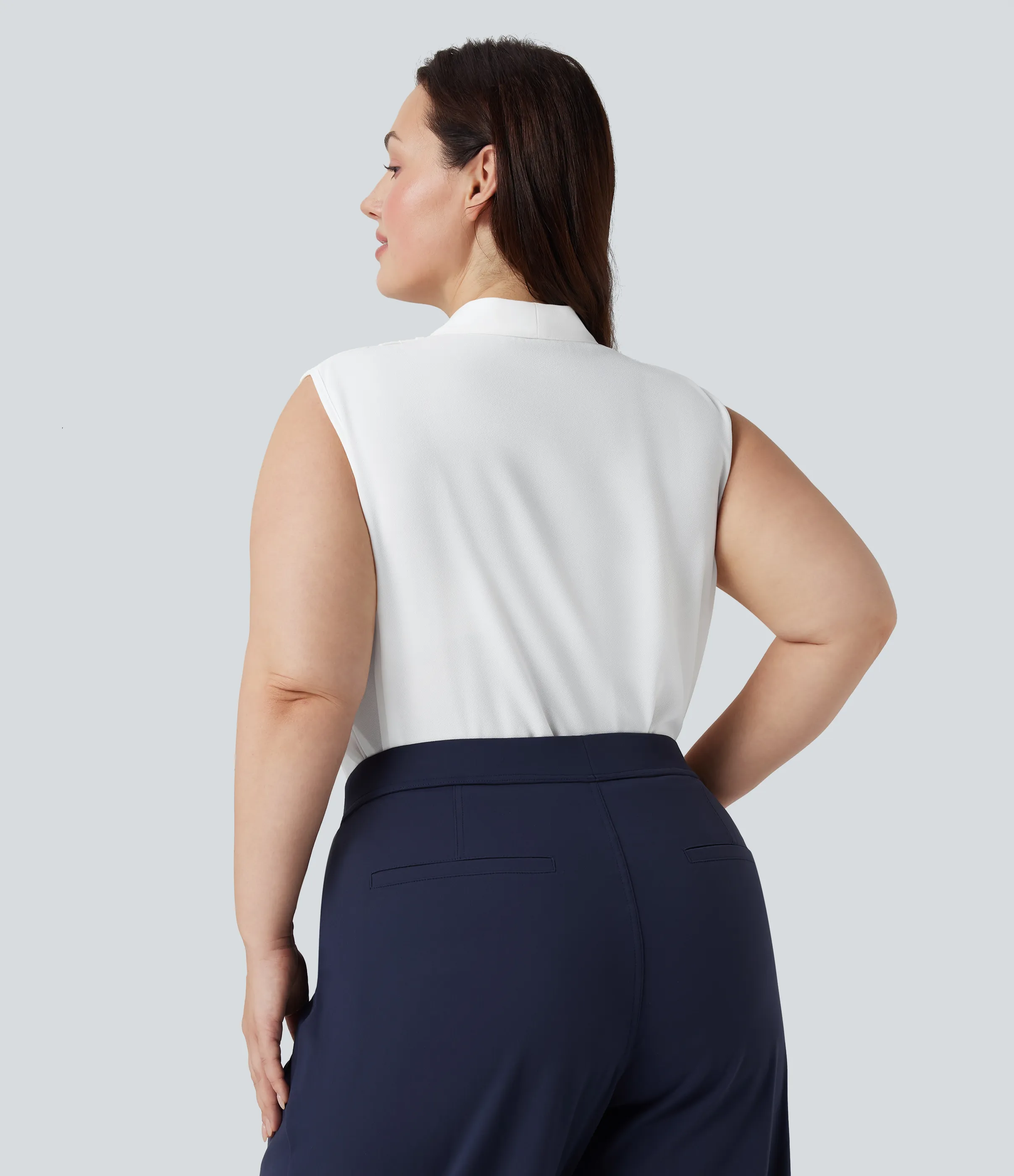 Halara Blusa de oficina sin mangas con cuello en V y tallas grandes - White - 3X sold by Halara product image thumbnail 3