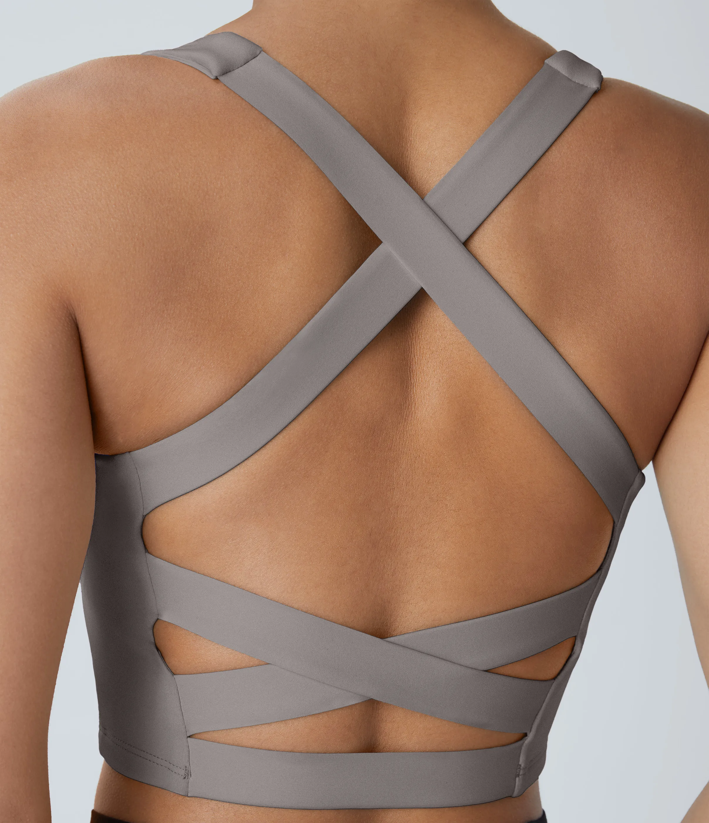 Halara Top corto de yoga SoftlyZero™ Airy con escote cuadrado, sin espalda, tirantes cruzados y tacto fresco-UPF50+ en copas D-F - Gull - XL sold by Halara product image thumbnail 5