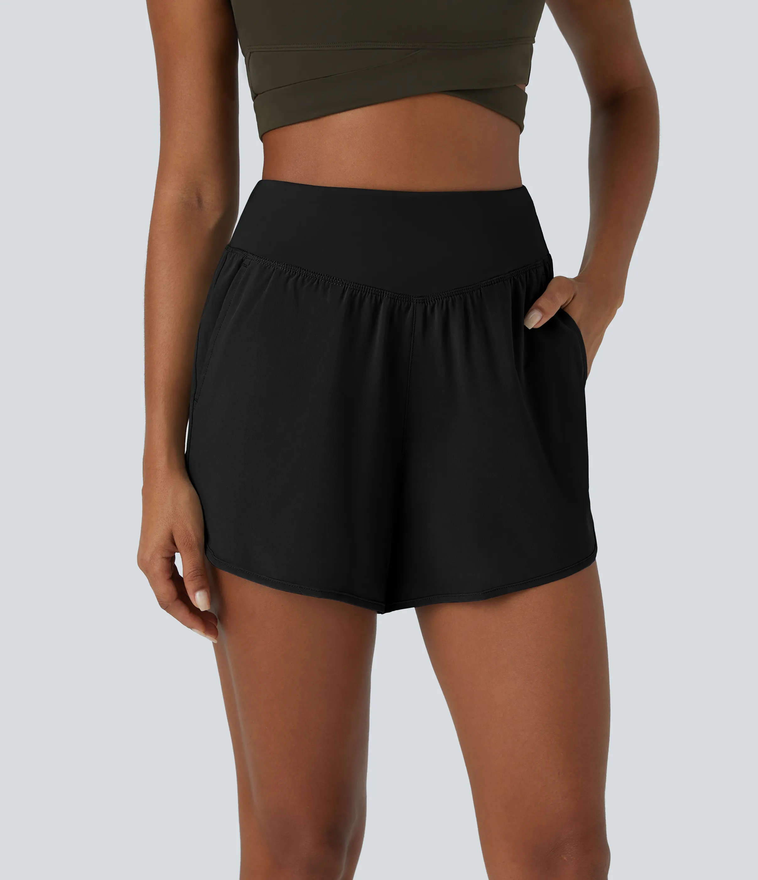 Halara Pantalón corto Breezeful™ secado rápido bolsillo lateral tiro alto 10cm - Black - S sold by Halara product image thumbnail 2