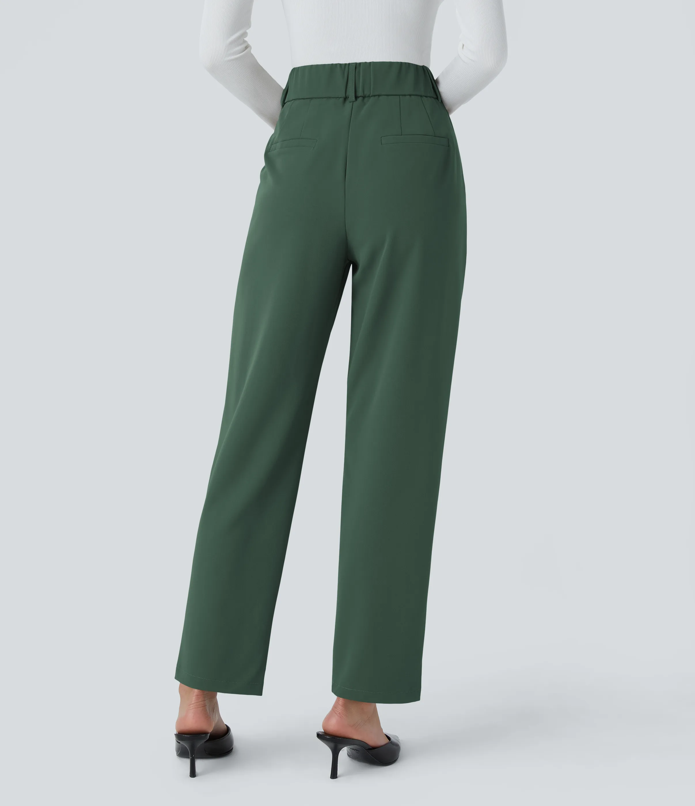 Halara Pantalón oficina ajustado tiro alto bolsillo lateral - Dark Green - L(regular) sold by Halara product image thumbnail 3