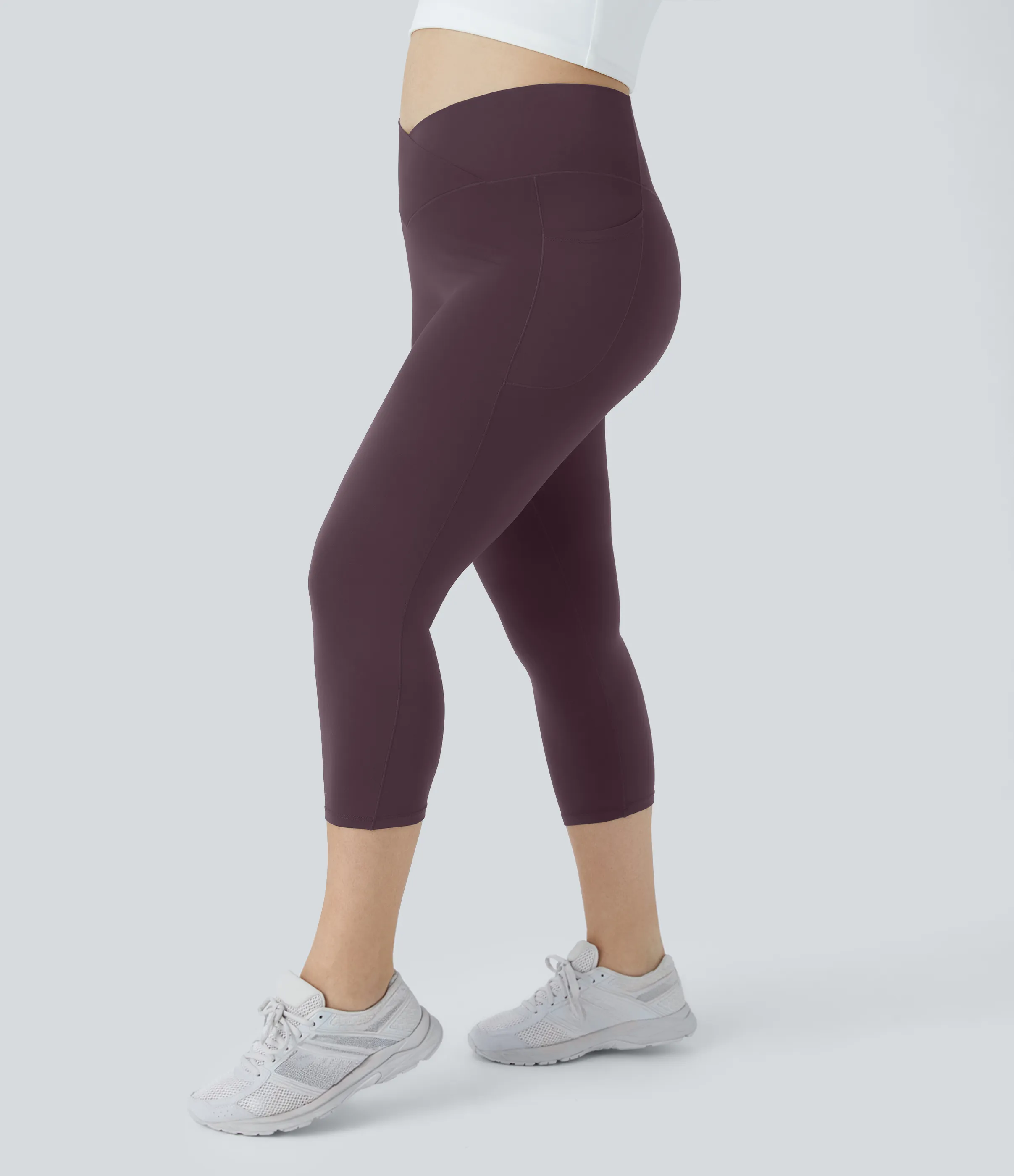 Halara Leggings Capri Softlyzero™ Yoga talla grande bolsillo cruzado tiro alto UPF50+ - Dusky Evening purple - 1X sold by Halara product image thumbnail 4