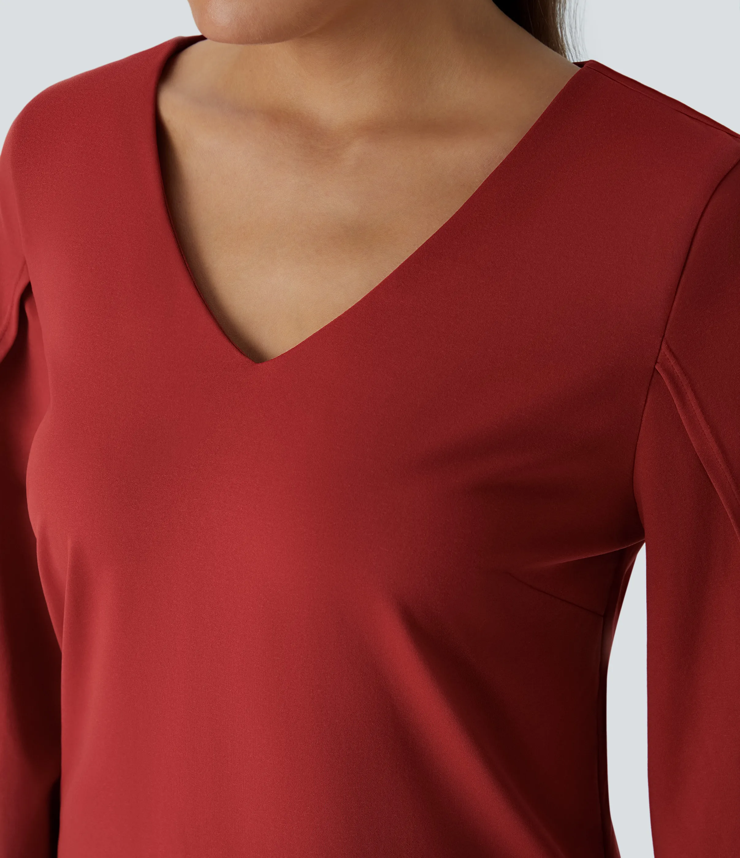 Halara Top oficina dobladillo curvado manga 3/4 cuello V - Emboldened - XS sold by Halara product image thumbnail 5