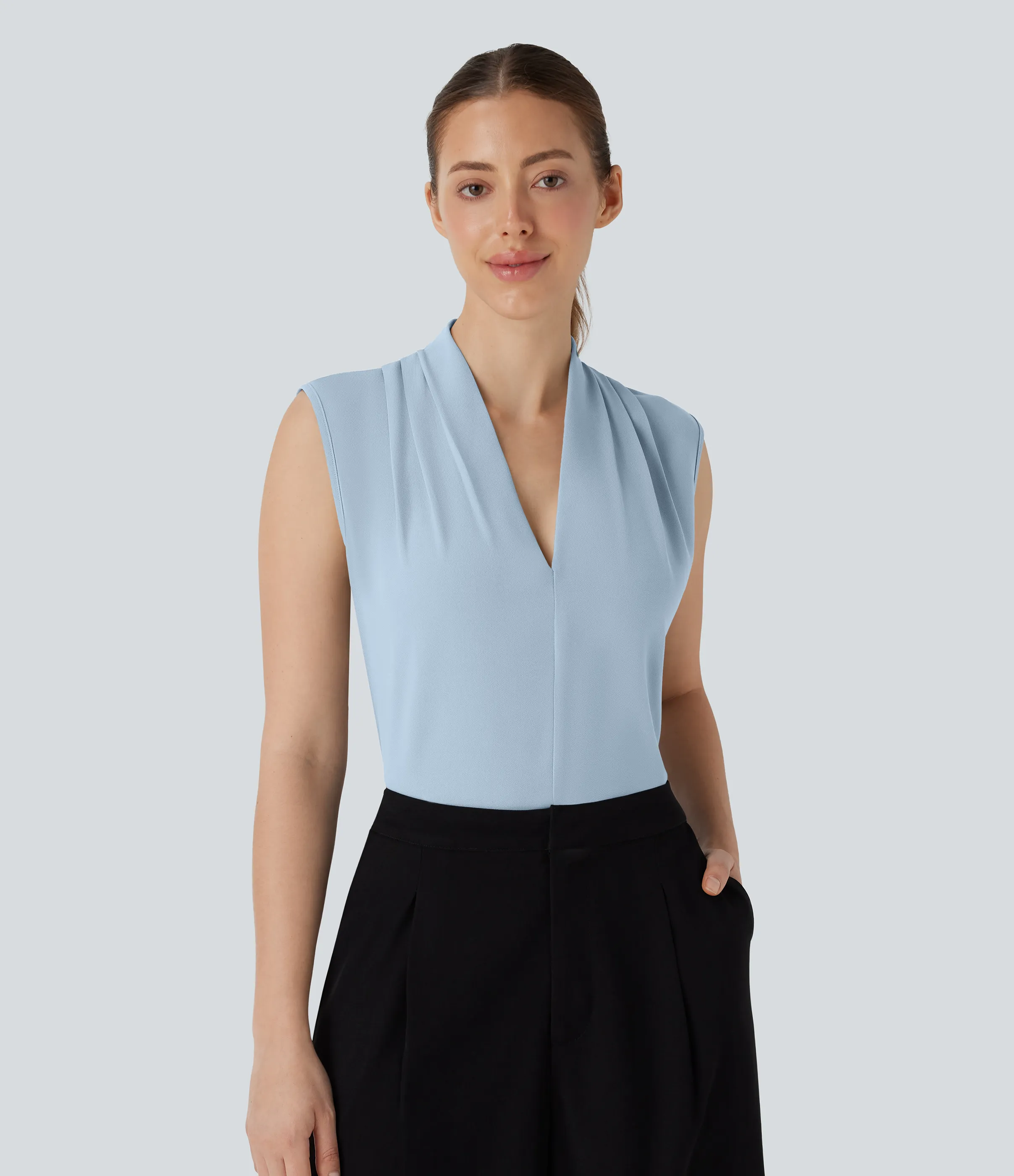 Halara Blusa oficina sin mangas cuello V - Skyride - S sold by Halara product image thumbnail 2