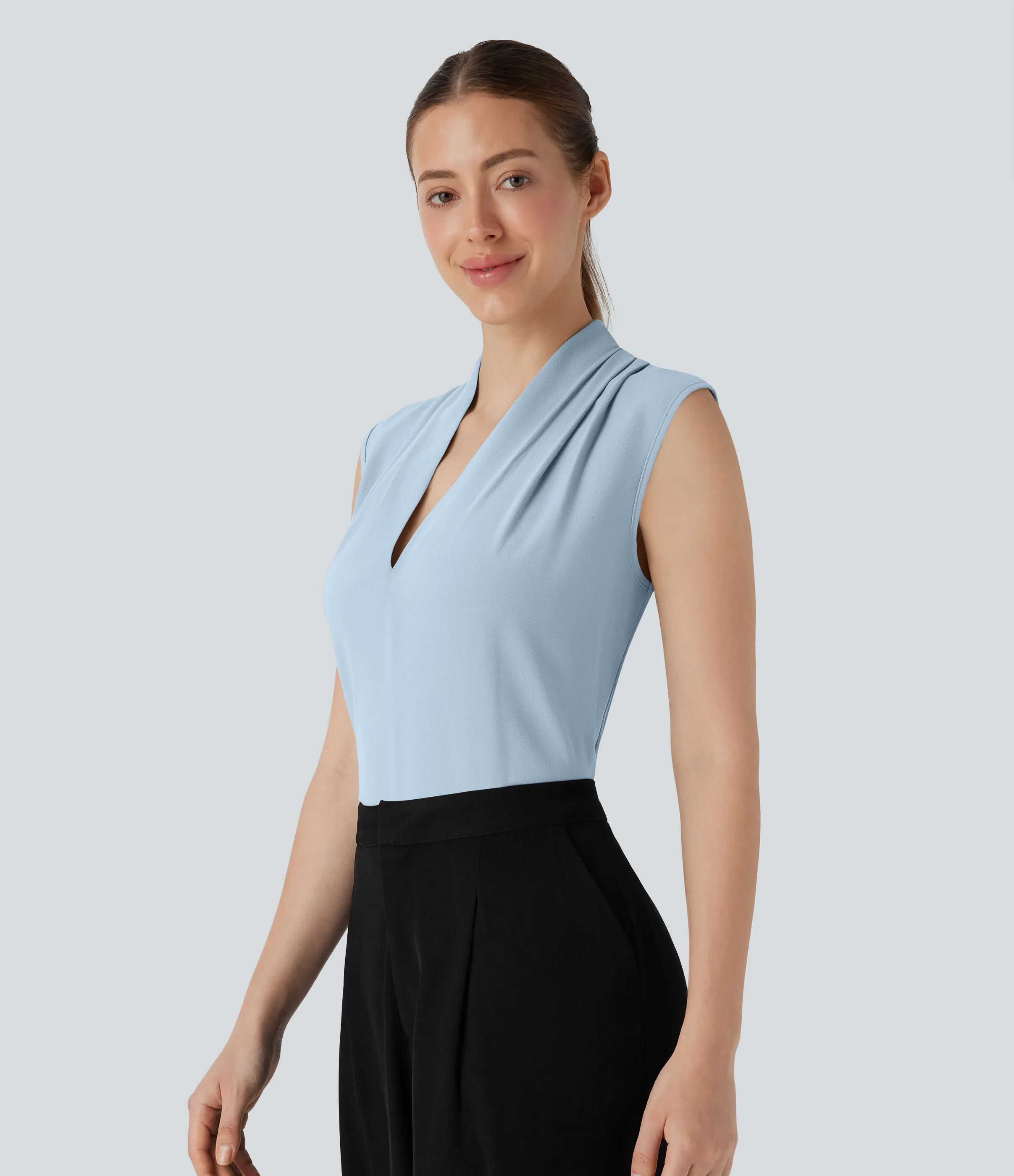 Halara Blusa oficina sin mangas cuello V - Skyride - S sold by Halara product image thumbnail 4