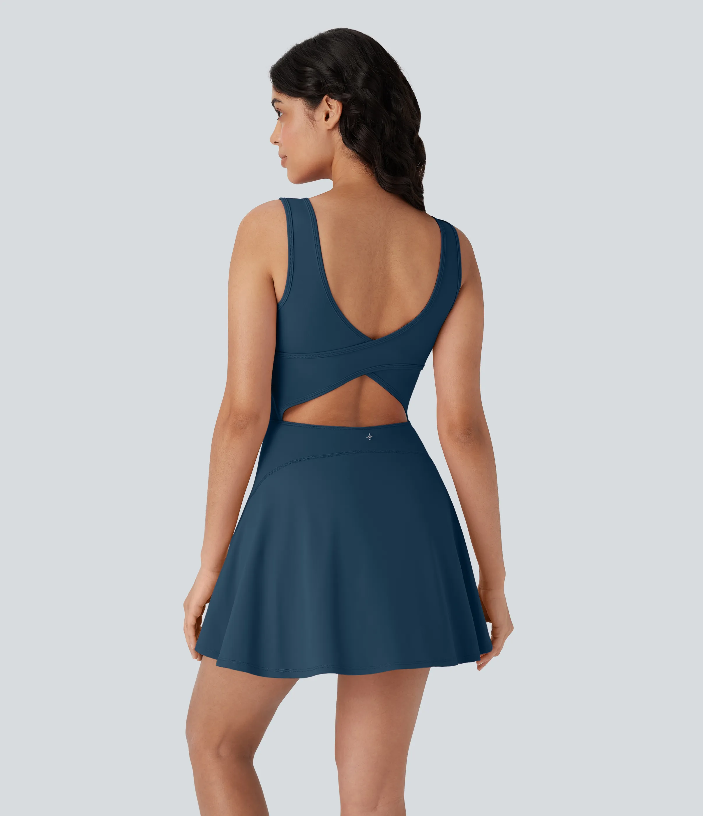 Halara Vestido mini Softlyzero™ Airy baile activo cuello U cruzado sin espalda bolsillo lateral 2 en 1 - Majolica Blue - L sold by Halara product image thumbnail 3