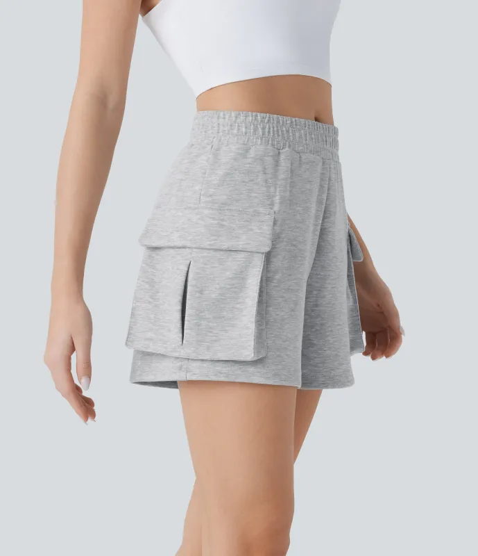 Halara Pantalón corto cargo yoga bolsillo solapa tiro alto - Fog Gray - XS sold by Halara