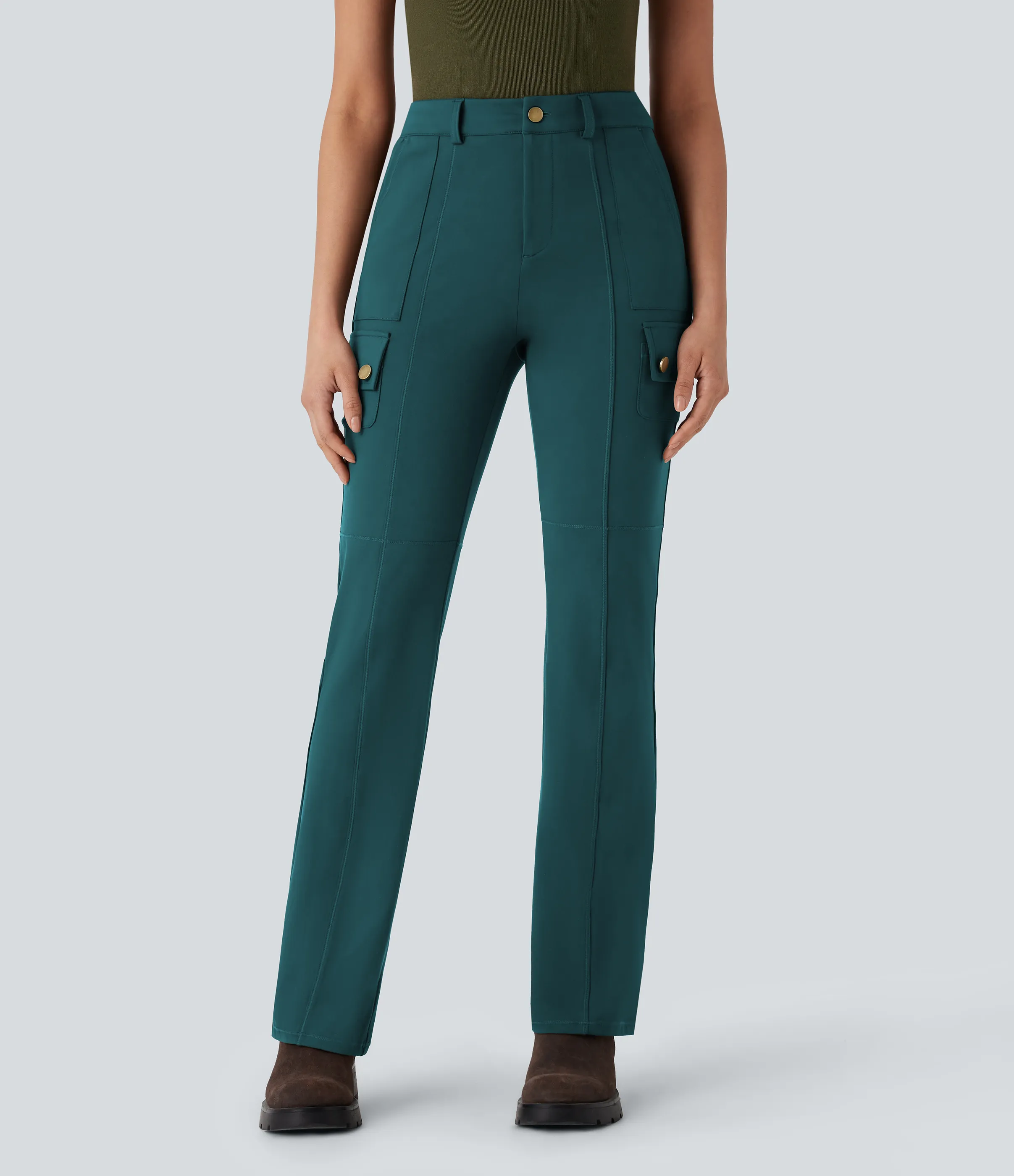 Halara Pantalón cargo bota senderismo múltiple bolsillo tiro medio - Atlantic Deep - XS(regular) sold by Halara product image thumbnail 4