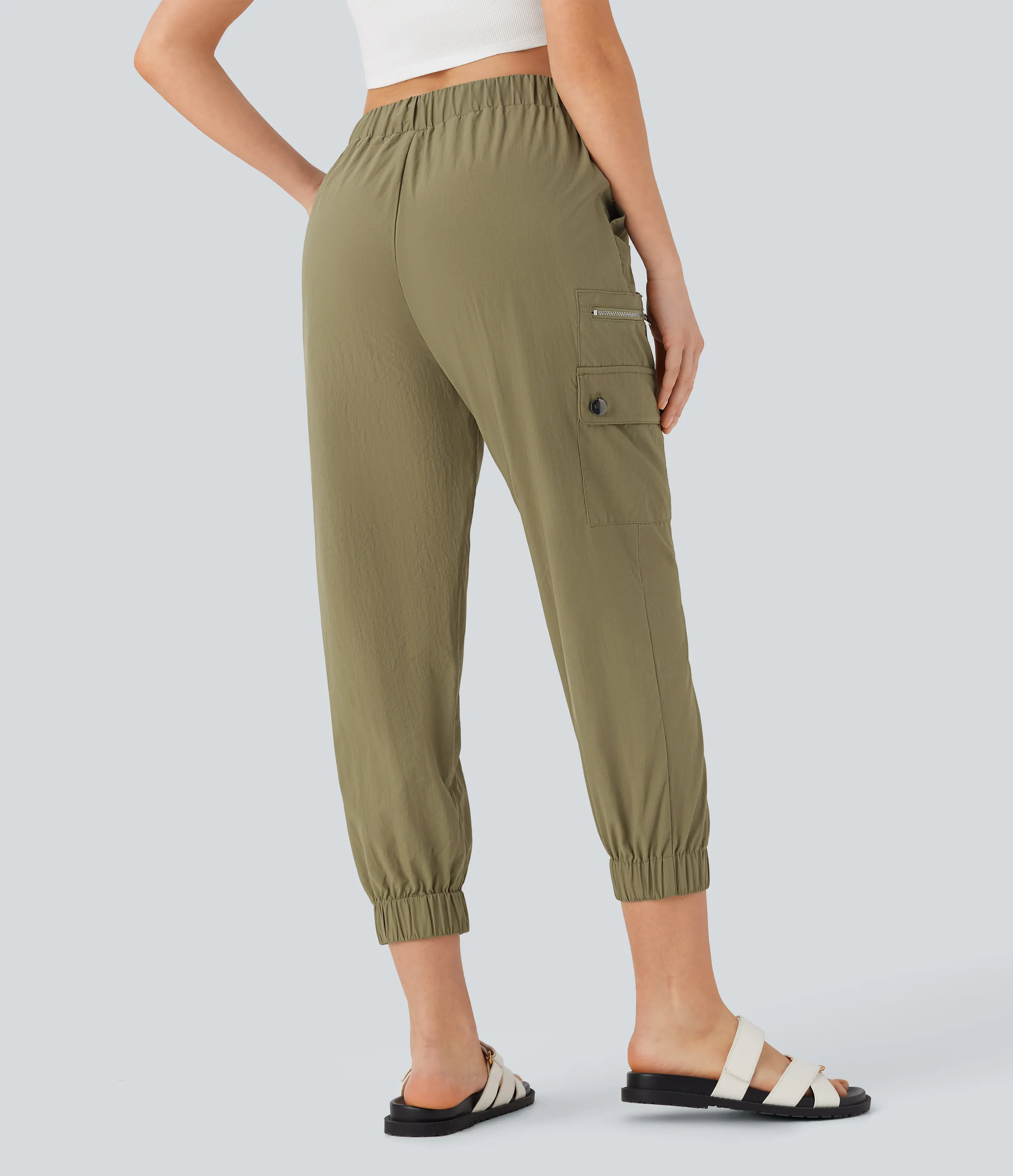 Halara Pantalones cargo casuales de tiro alto con cordón y múltiples bolsillos - Cedar - XS(regular) sold by Halara product image thumbnail 3