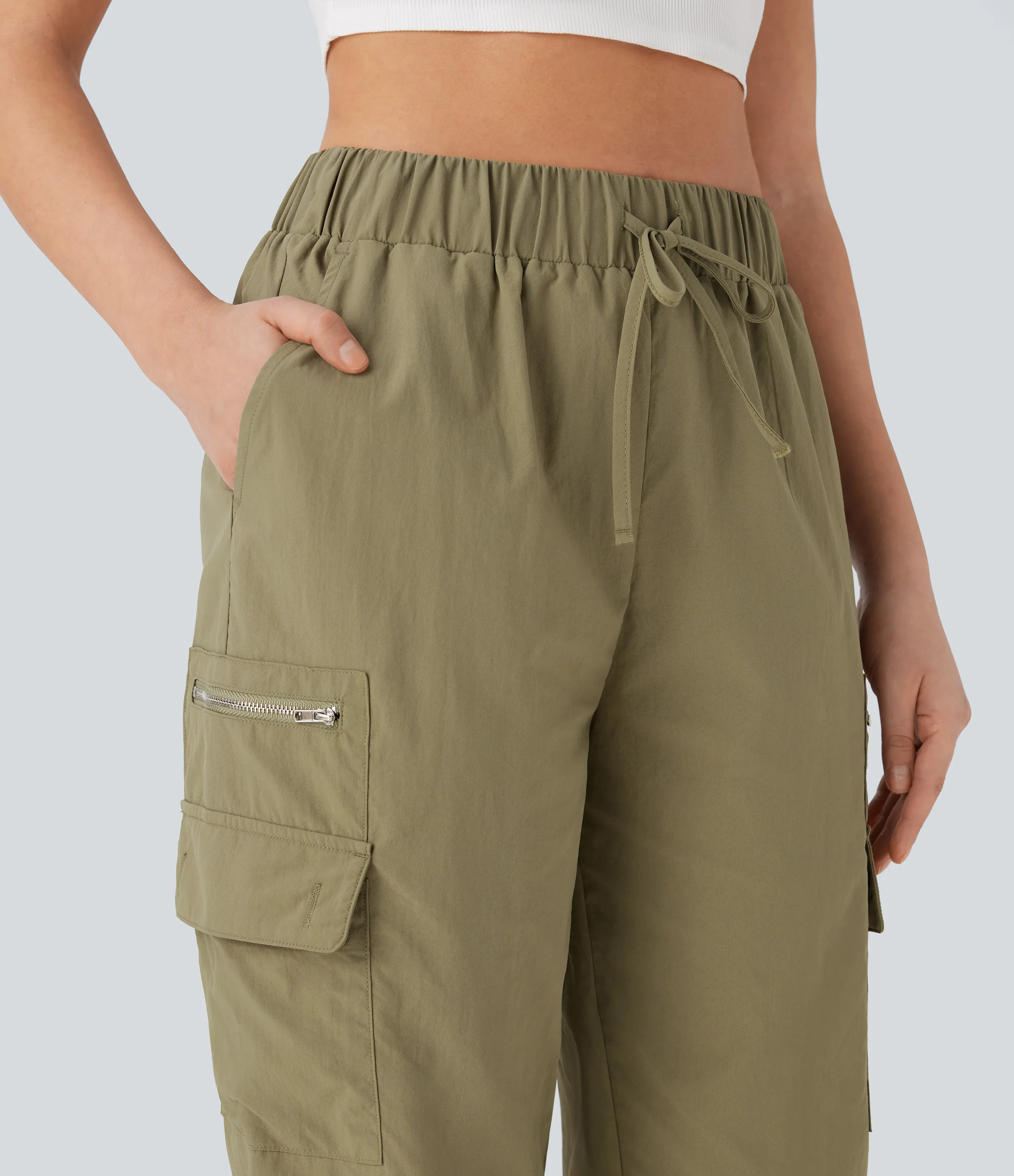 Halara Pantalones cargo casuales de tiro alto con cordón y múltiples bolsillos - Cedar - XS(regular) sold by Halara product image thumbnail 5