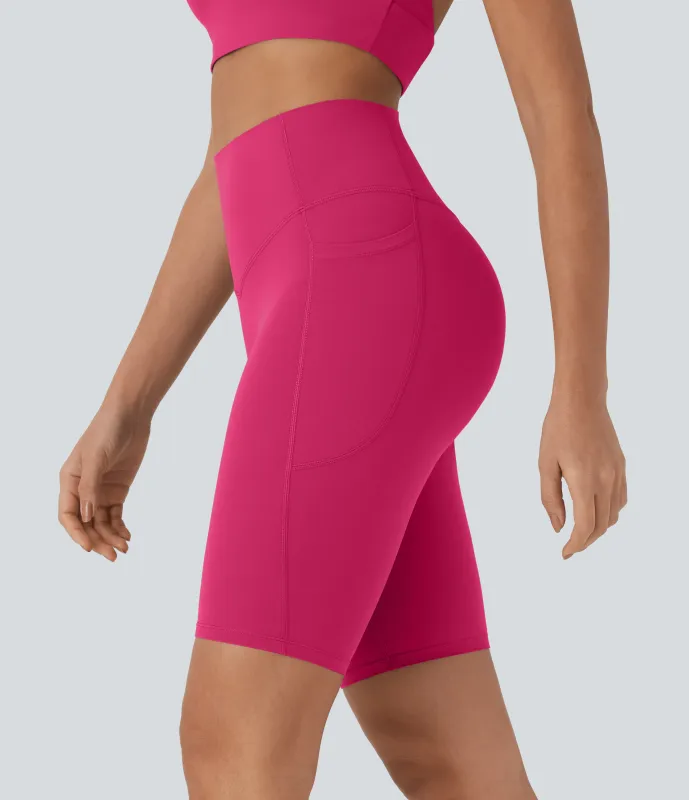 Halara Shorts biker Halara UltraSculpt™ moldeadores tiro alto con reductor de abdomen y bolsillos laterales 22.8cm - Bright Rose - S sold by Halara