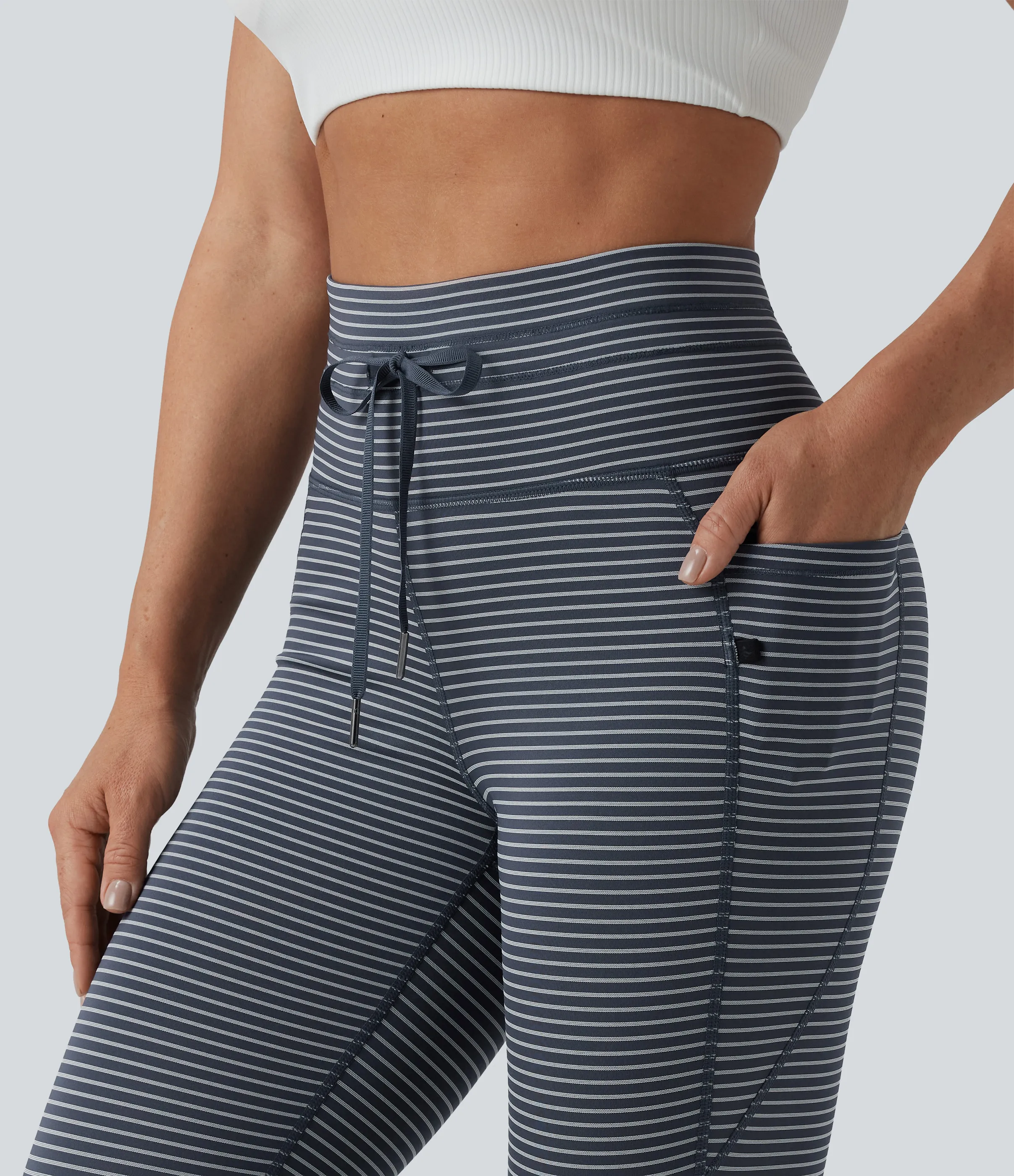Halara Leggings de yoga de tiro alto a rayas con cordón y bolsillos - Midnight Stripe - S(7/8) sold by Halara product image thumbnail 5