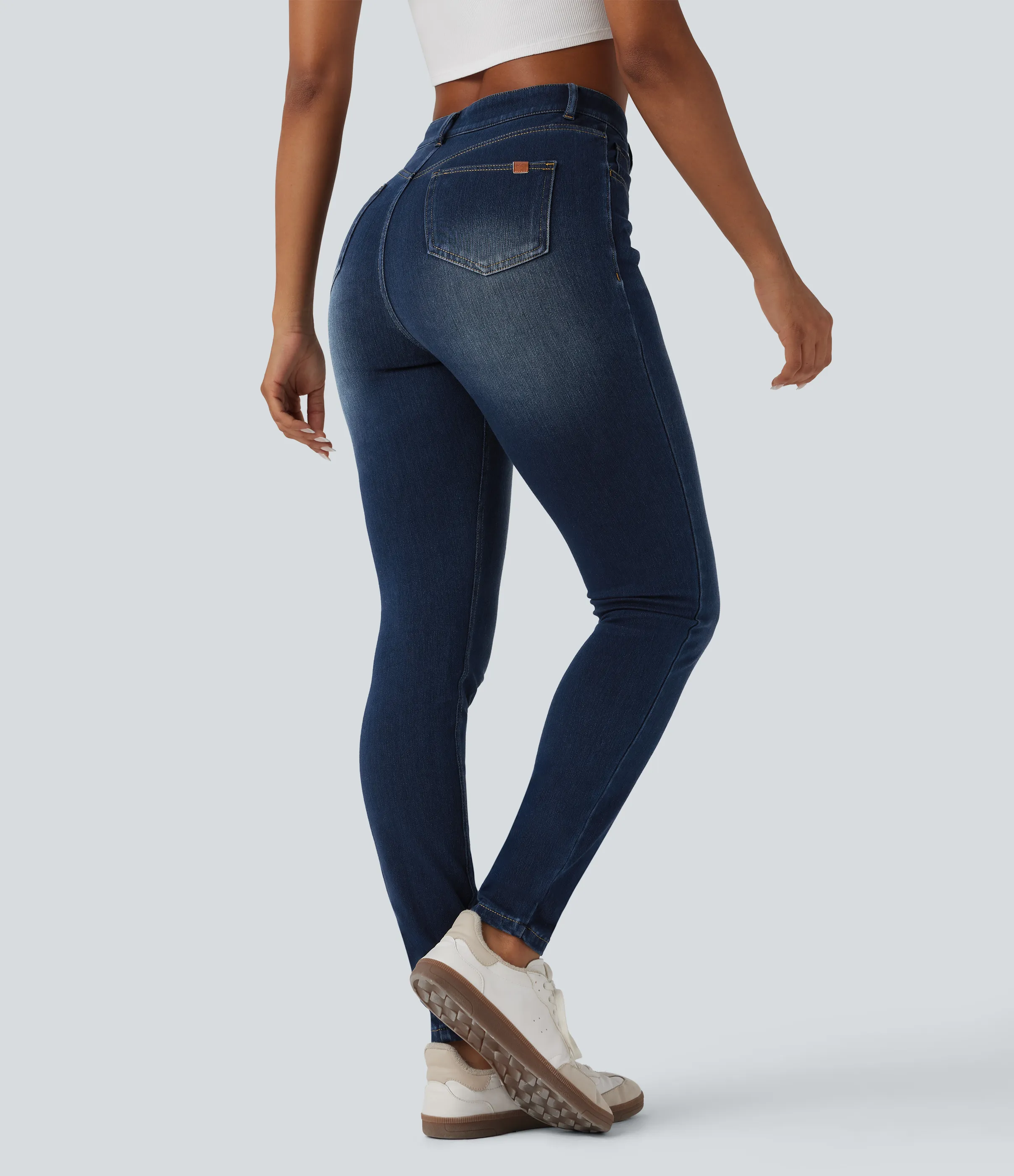 Halara Jeans ajustados casuales Halara Flex™ de tiro alto con bolsillos - Pageant Blue Denim - S(tall) sold by Halara product image thumbnail 3