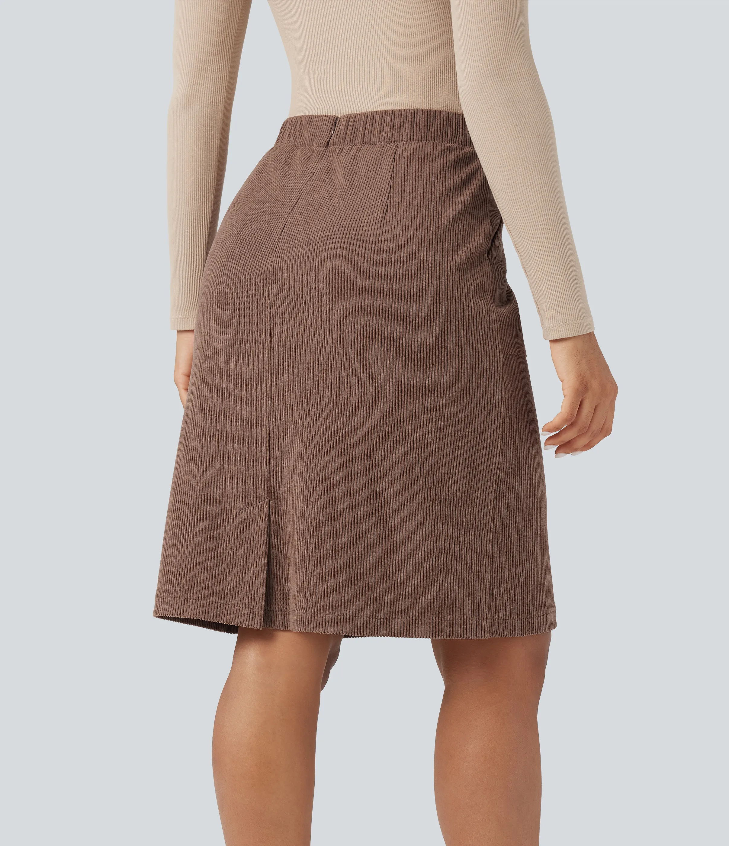 Halara Falda casual de pana con abertura en corte de A y cintura alta con bolsillos - Acorn - L(regular) sold by Halara product image thumbnail 3