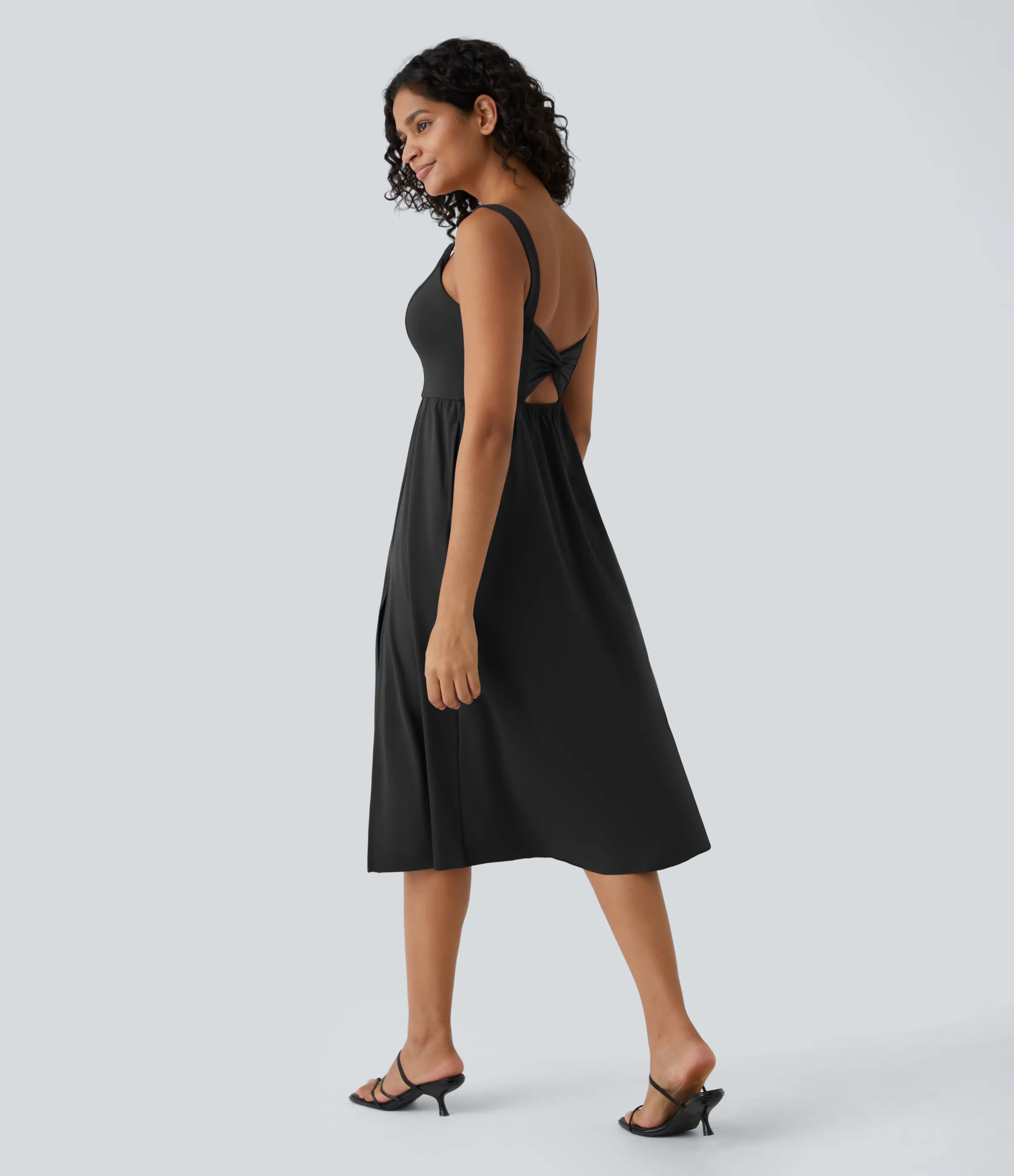 Halara Vestido casual midi con relleno en copas D-F - Black - XL sold by Halara product image thumbnail 3