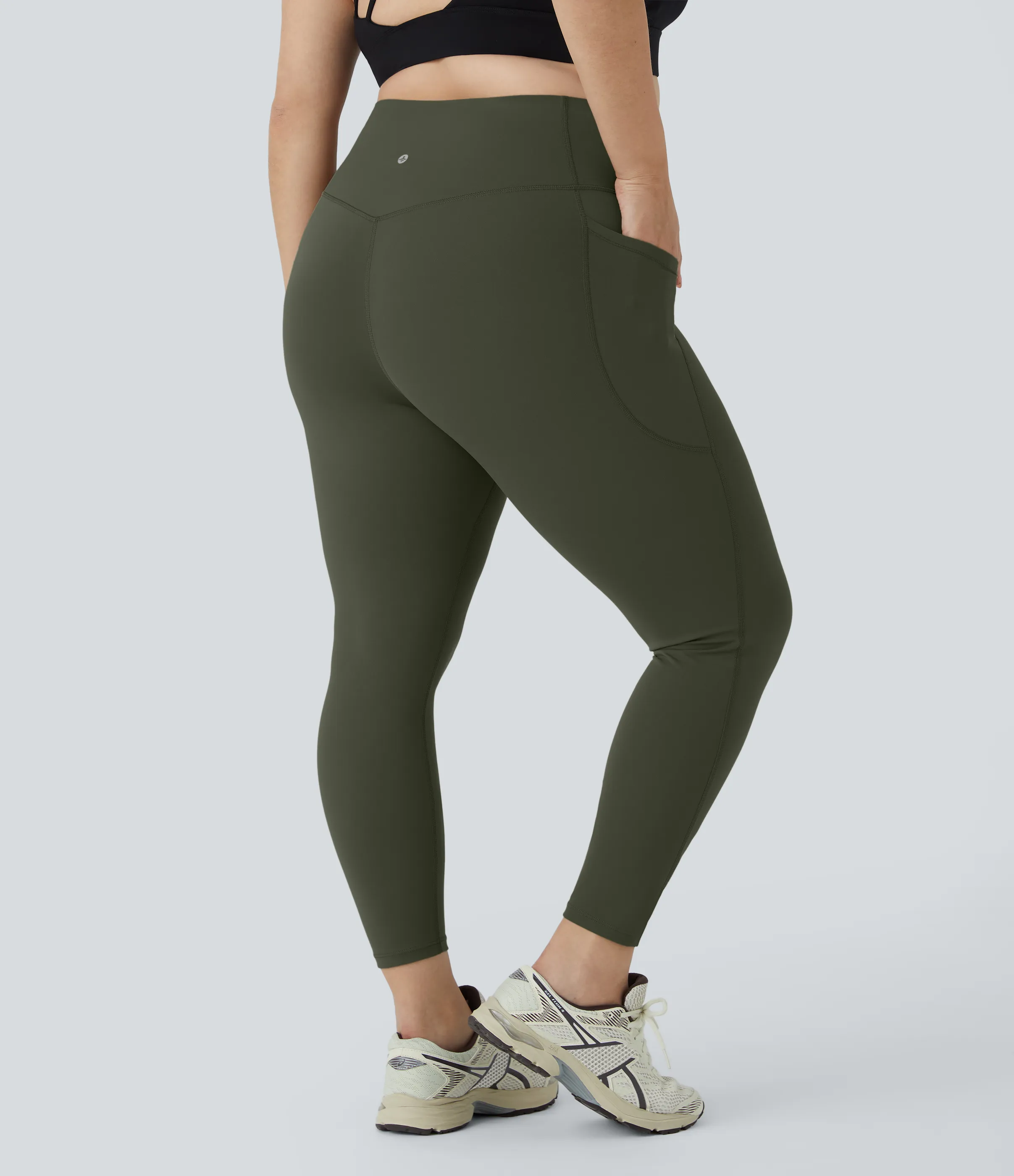Halara Leggings SoCinched talla grande entrenamiento bolsillo lateral moldeador abdomen tiro alto - Deep Woodland Green - 2X(7/8) sold by Halara product image thumbnail 3