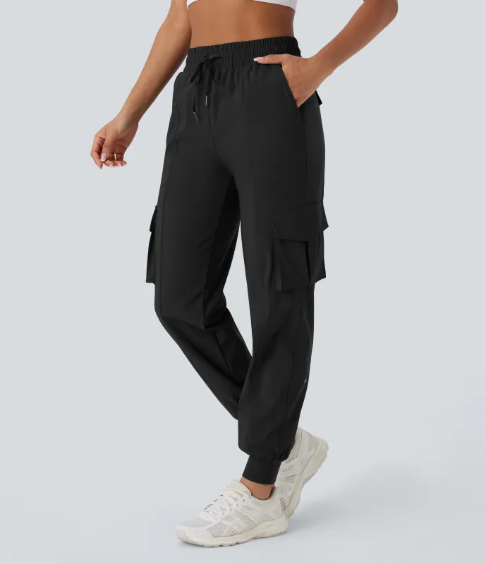 Halara Joggers cargo baile tiro alto cordón múltiple bolsillo - Black - L(regular) sold by Halara