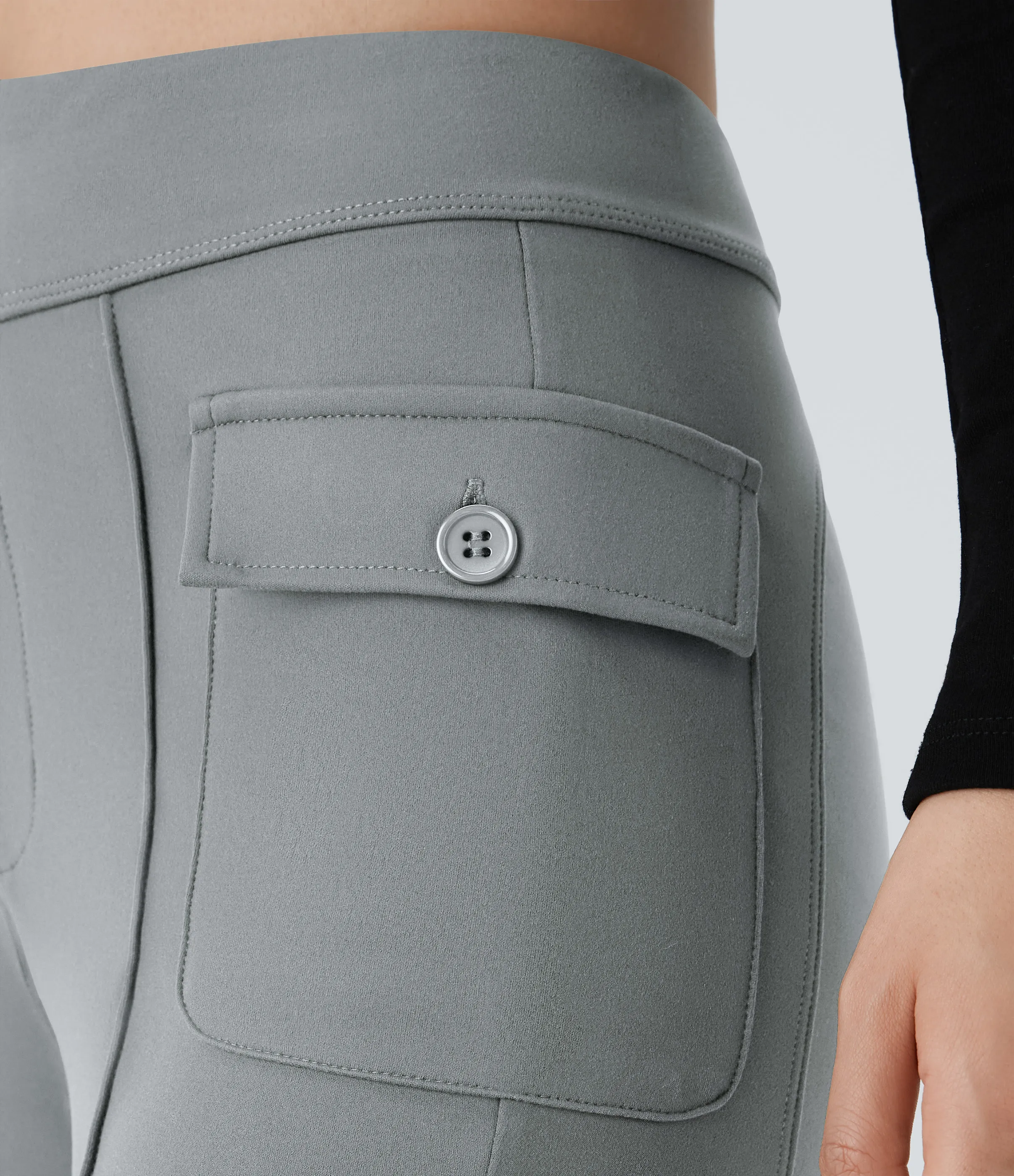 Halara Pantalón cargo acampanado bolsillo solapa lateral botón tiro alto - Brick Gray - S(regular) sold by Halara product image thumbnail 5