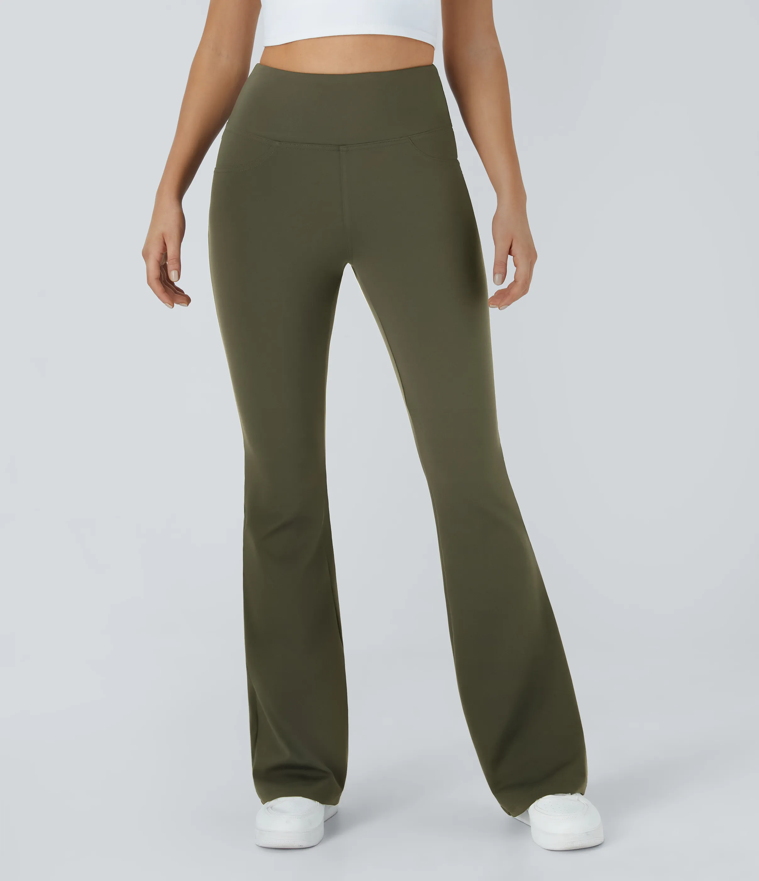 Halara Leggings de yoga acampanados de tiro alto con bolsillos - Forest Night - L(regular) sold by Halara product image thumbnail 4