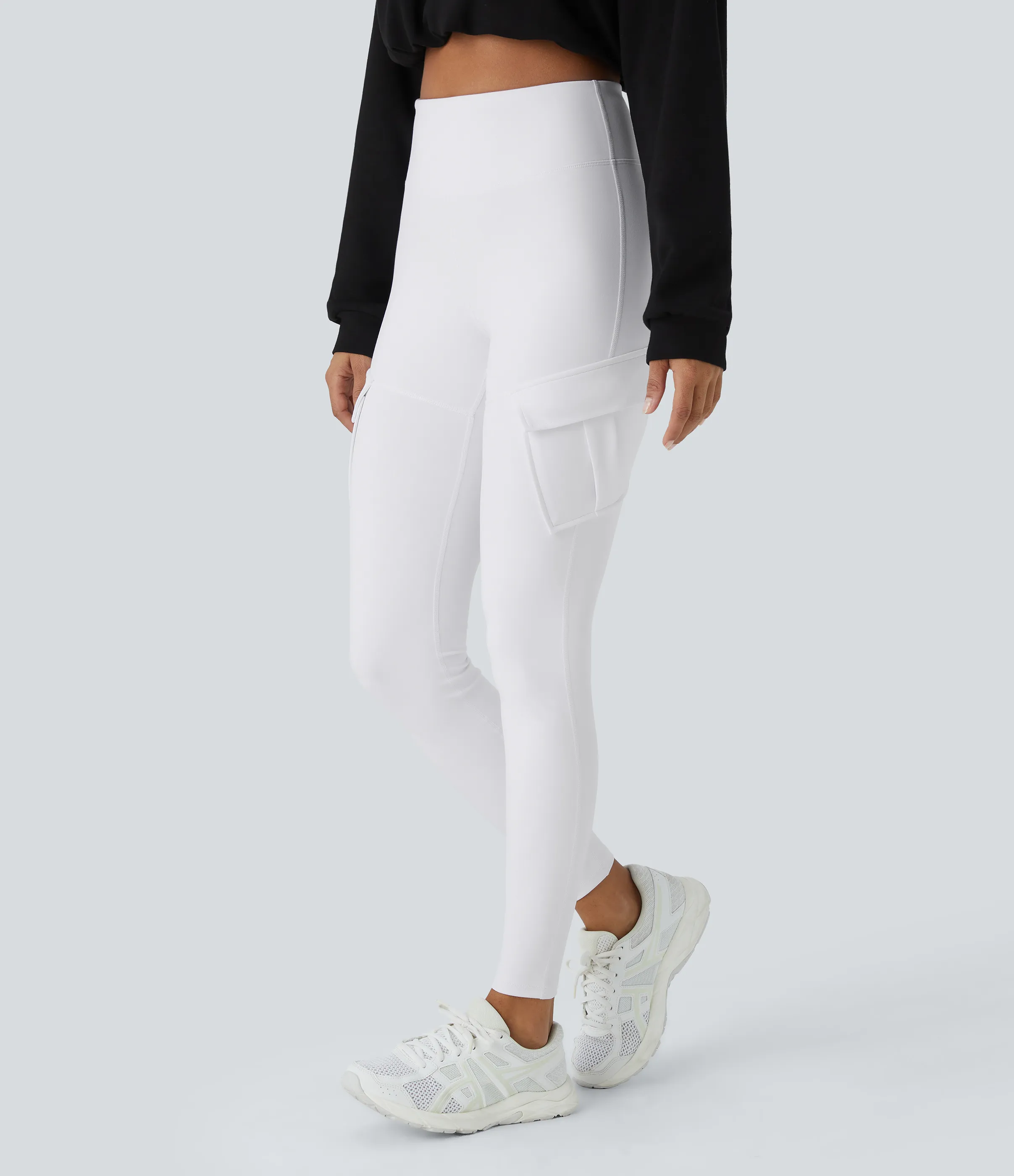 Halara Leggings yoga ajustado bolsillo cargo tiro alto - White - S(full_length) sold by Halara product image thumbnail 4