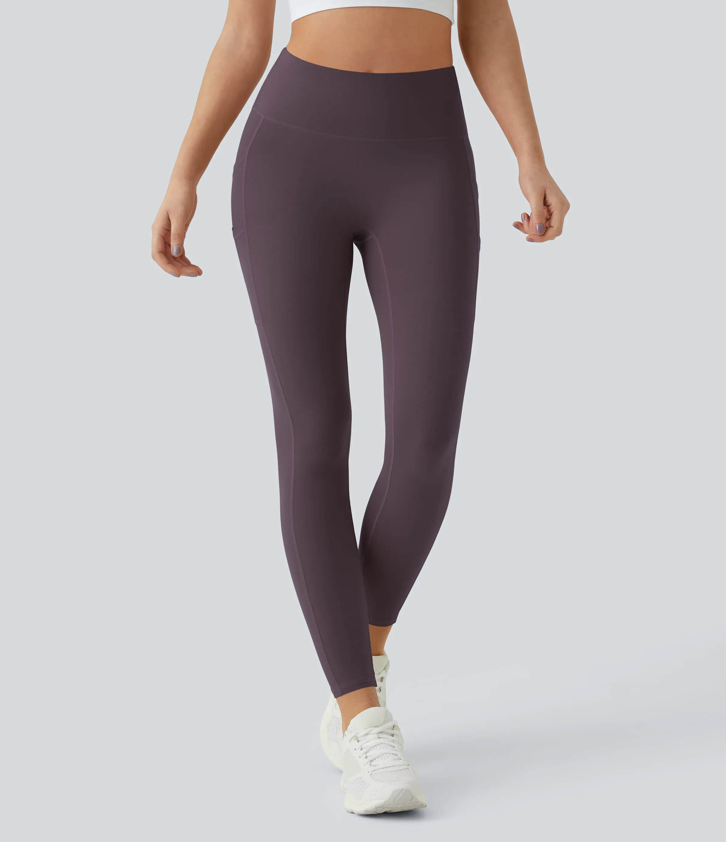 Halara Leggings Softlyzero™ liso bolsillo doble tiro alto-UPF50+ - Dusky Evening purple - XL(7/8) sold by Halara product image thumbnail 4