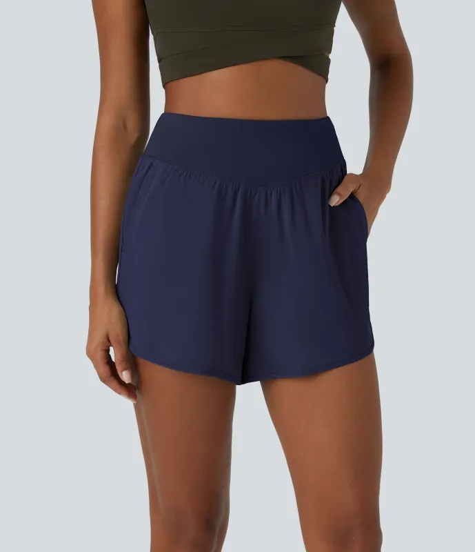 Halara Pantalón corto Breezeful™ secado rápido bolsillo lateral tiro alto 10cm - Black Diamond Blue - S sold by Halara