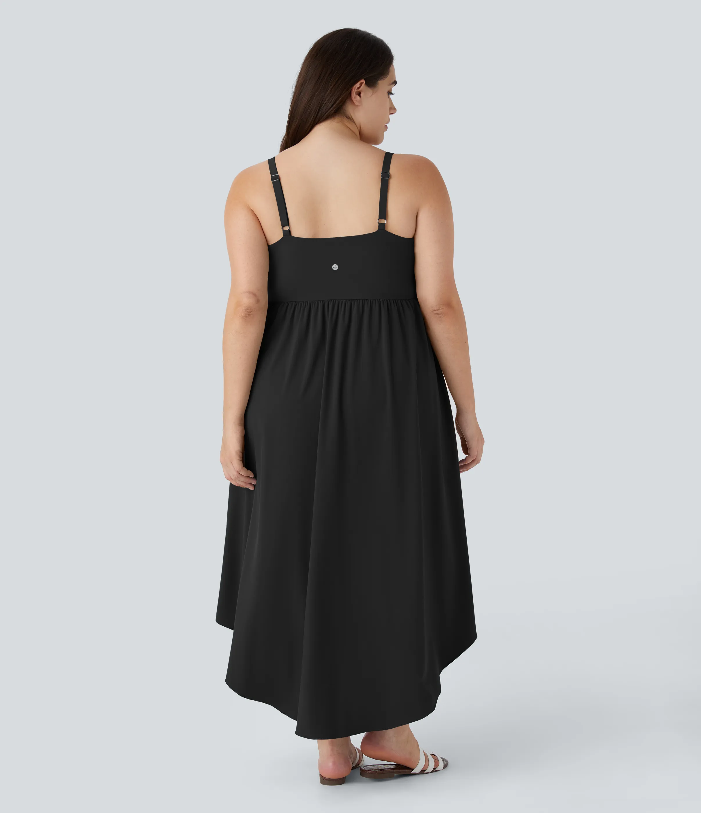 Halara Vestido midi Breezeful™ fluido secado rápido talla grande dobladillo cruzado asimétrico sin espalda 2 piezas bolsillo lateral - Black - 3X sold by Halara product image thumbnail 3