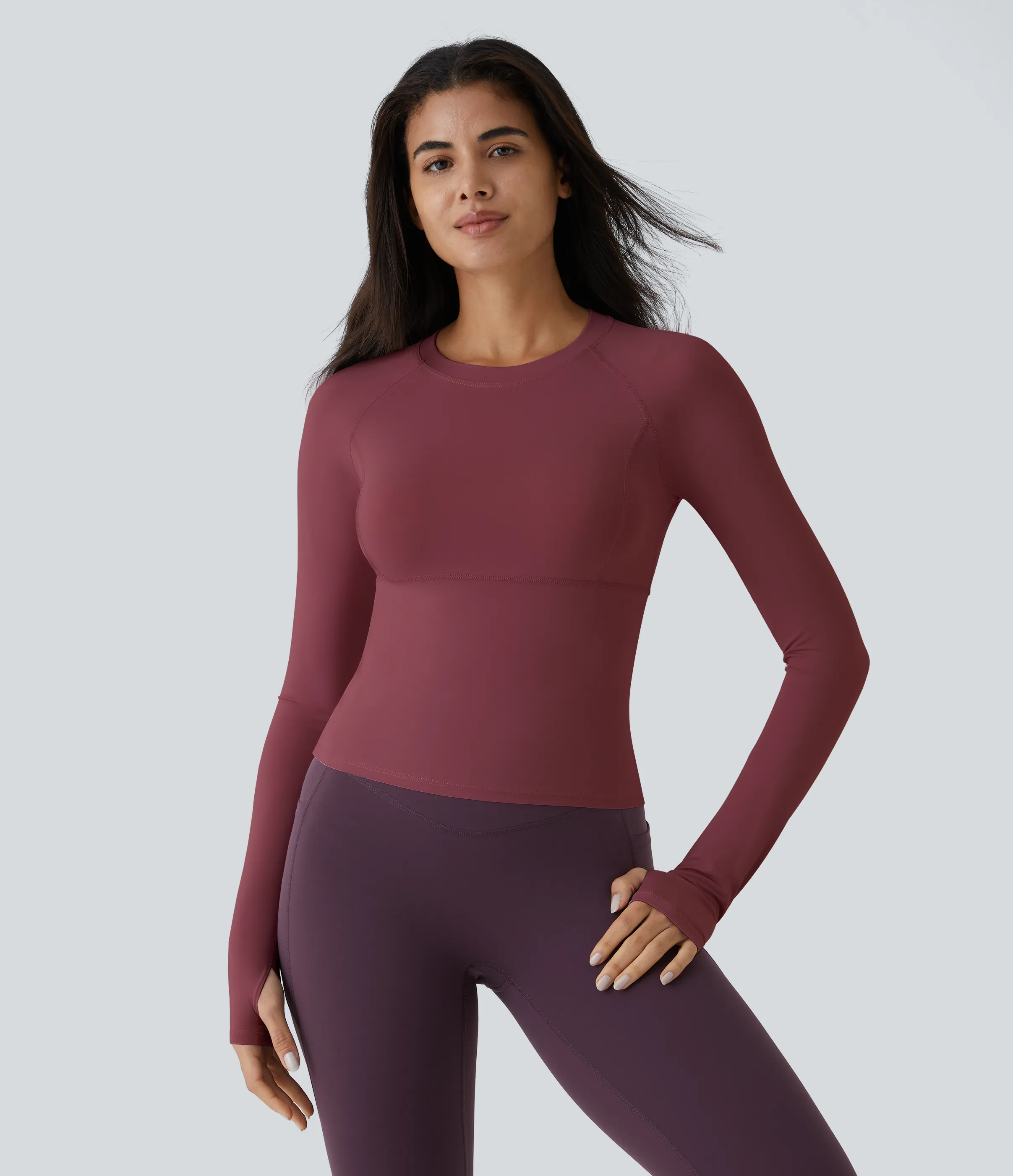 Halara Top deportivo yoga abertura pulgar - Chocolate Truffle - L(Long) sold by Halara product image thumbnail 3