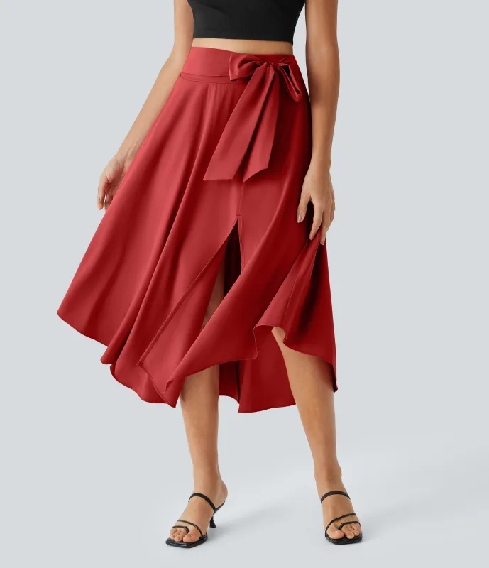 Halara Falda casual midi fluida Breezeful™ 2 en 1 con abertura lateral y tiro alto de secado rápido - Pompeian Red - XL(regular) sold by Halara