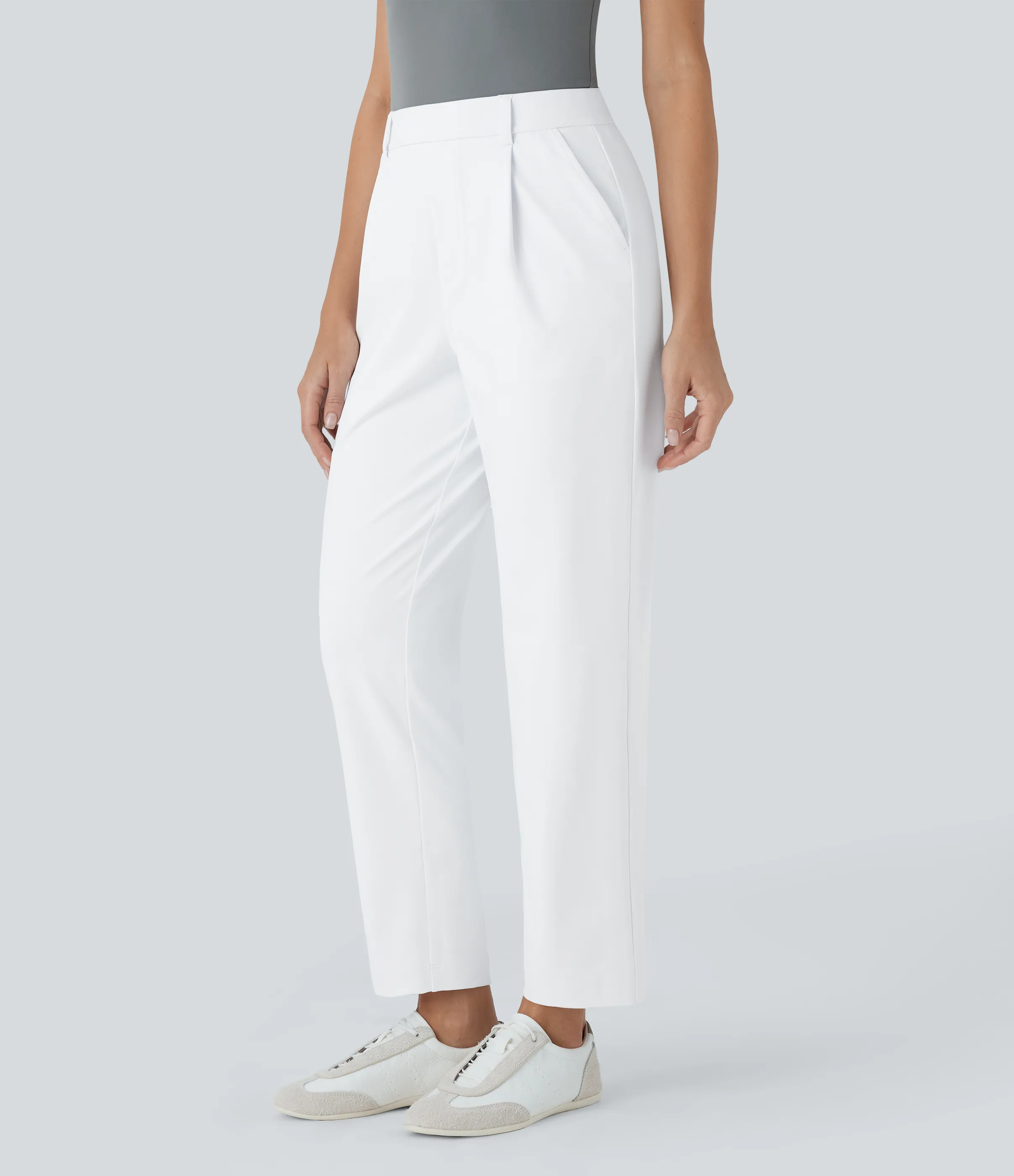 Halara Pantalón oficina tiro alto ajustado tobillo bolsillo lateral - White - L(regular) sold by Halara product image thumbnail 4