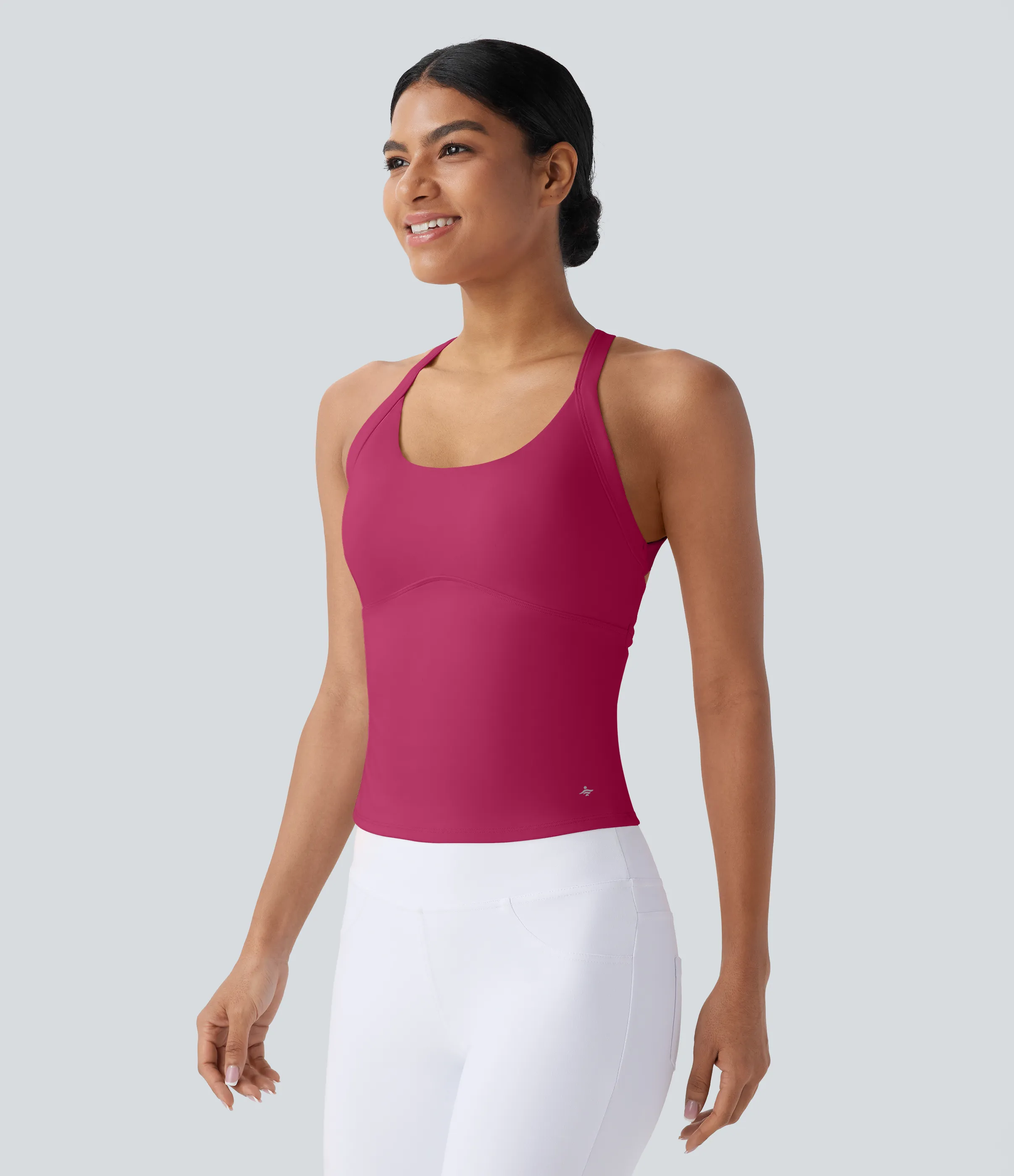Halara Top de yoga SoftlyZero™ Plush afelpado con abertura en copas D-F - Cherries Jubilee - M sold by Halara product image thumbnail 4