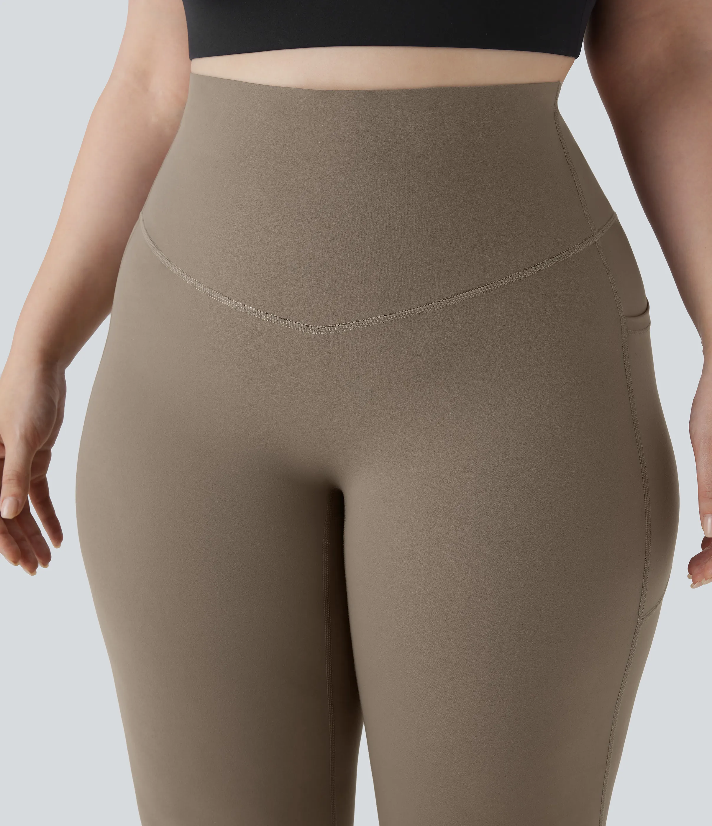 Halara Leggings SoCinched UltraSculpt yoga moldeador tiro alto bolsillo lateral control abdomen Bootcut talla grande - Dawn Brown - 1X(regular) sold by Halara product image thumbnail 5