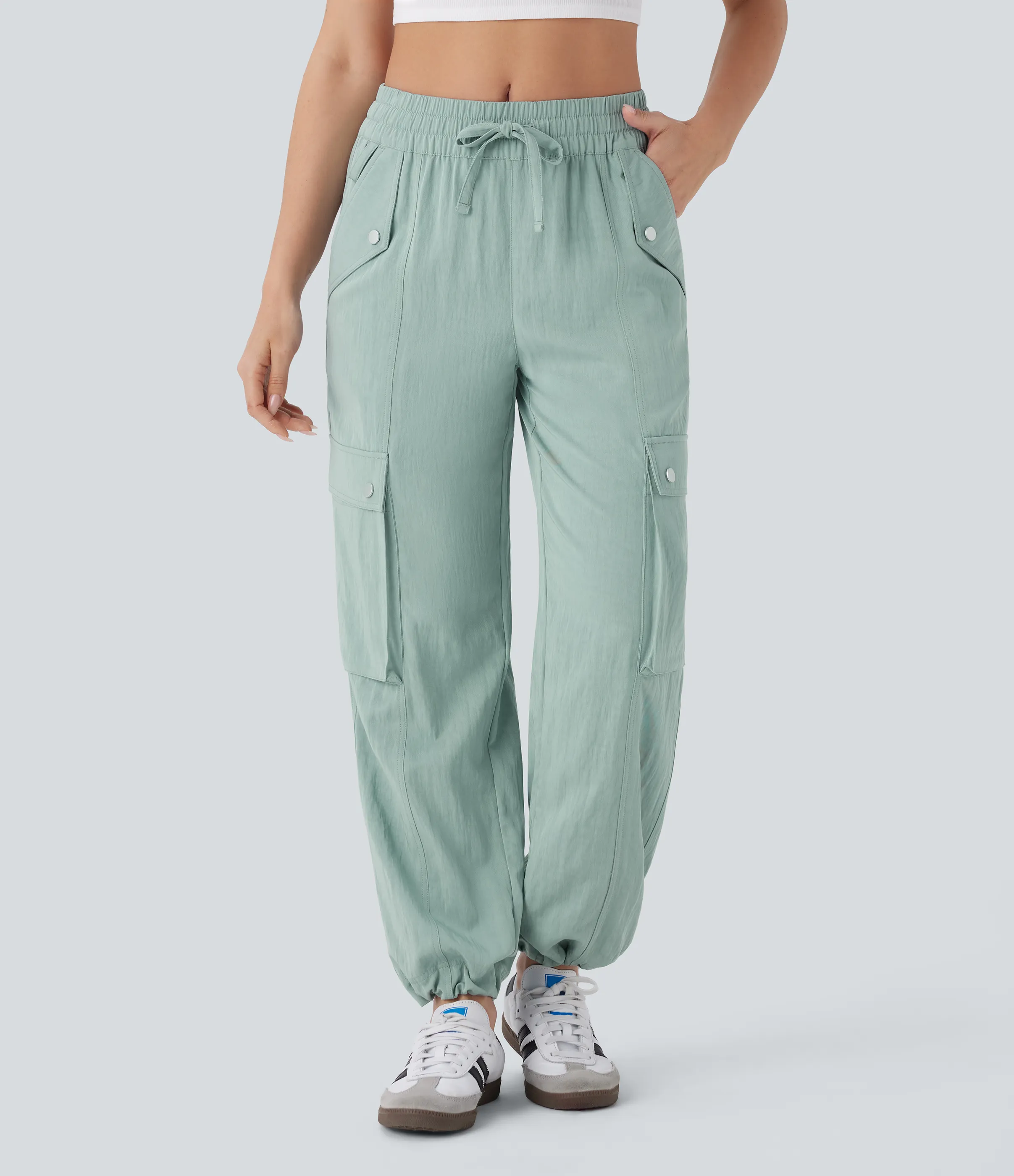 Halara Pantalón cargo tiro medio múltiple bolsillo dobladillo cordón - Harbor Gray - XS(regular) sold by Halara product image thumbnail 2