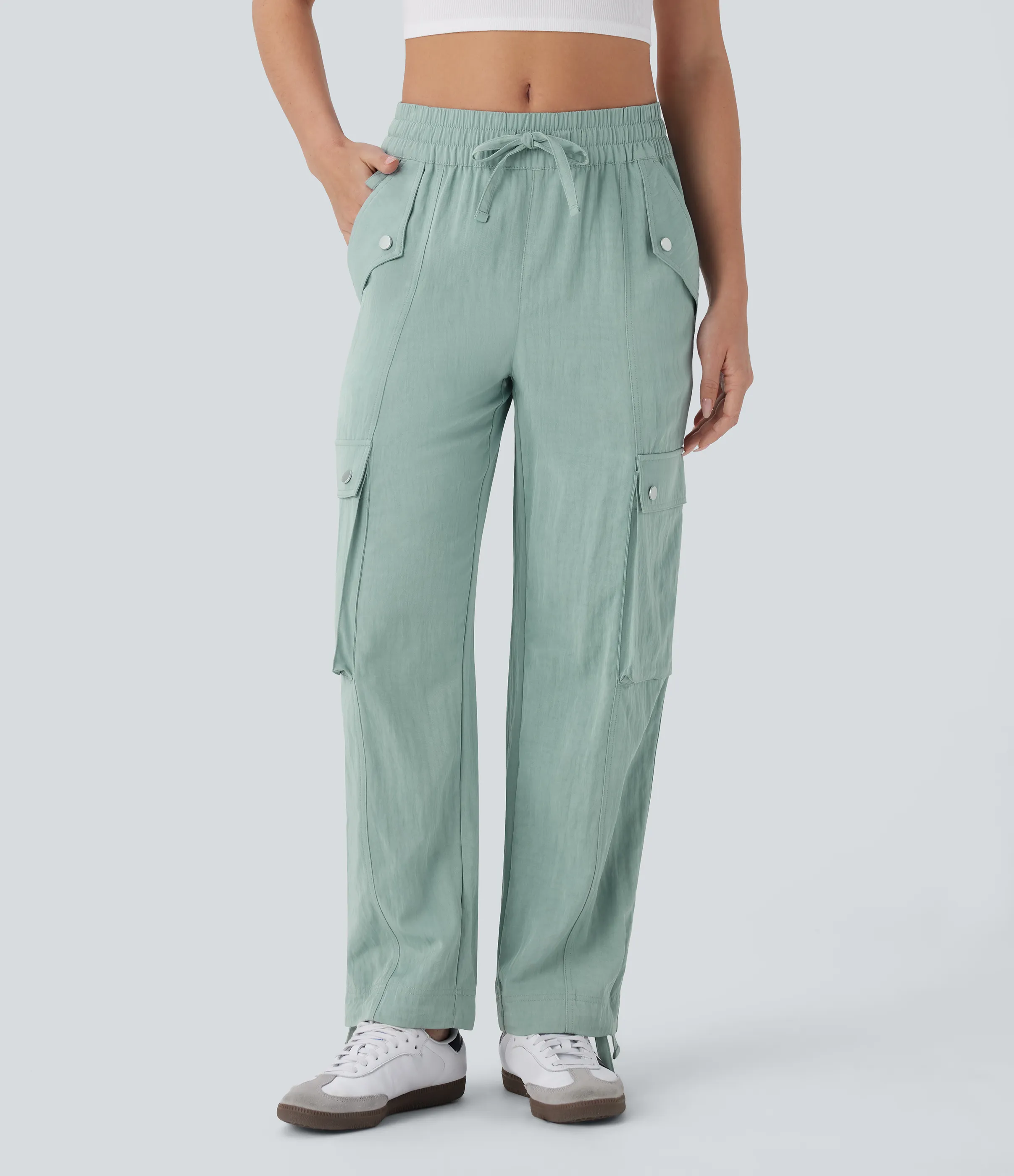 Halara Pantalón cargo tiro medio múltiple bolsillo dobladillo cordón - Harbor Gray - XS(regular) sold by Halara product image thumbnail 3