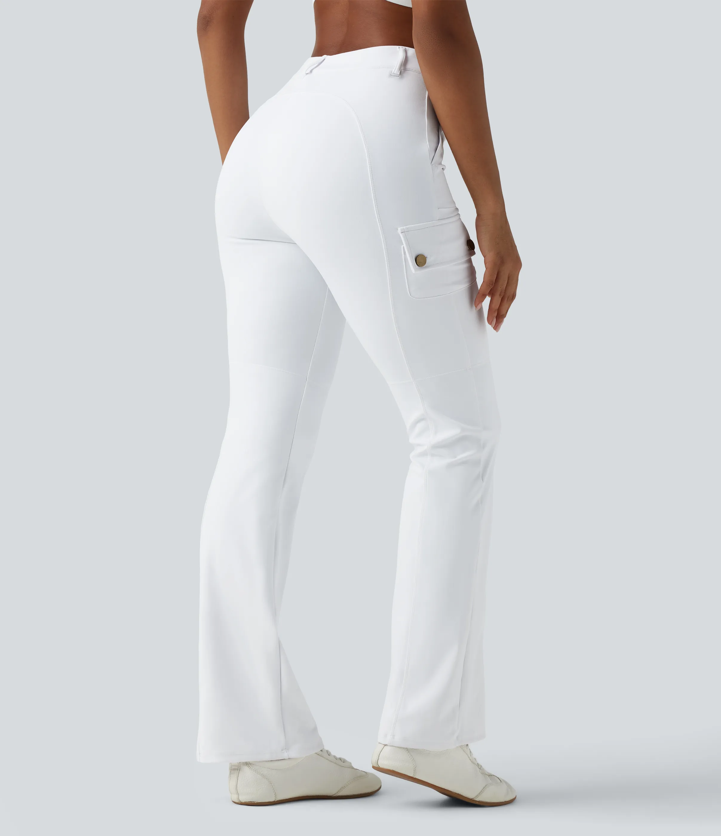 Halara Pantalón cargo bota senderismo múltiple bolsillo tiro medio - White - L(regular) sold by Halara product image thumbnail 3