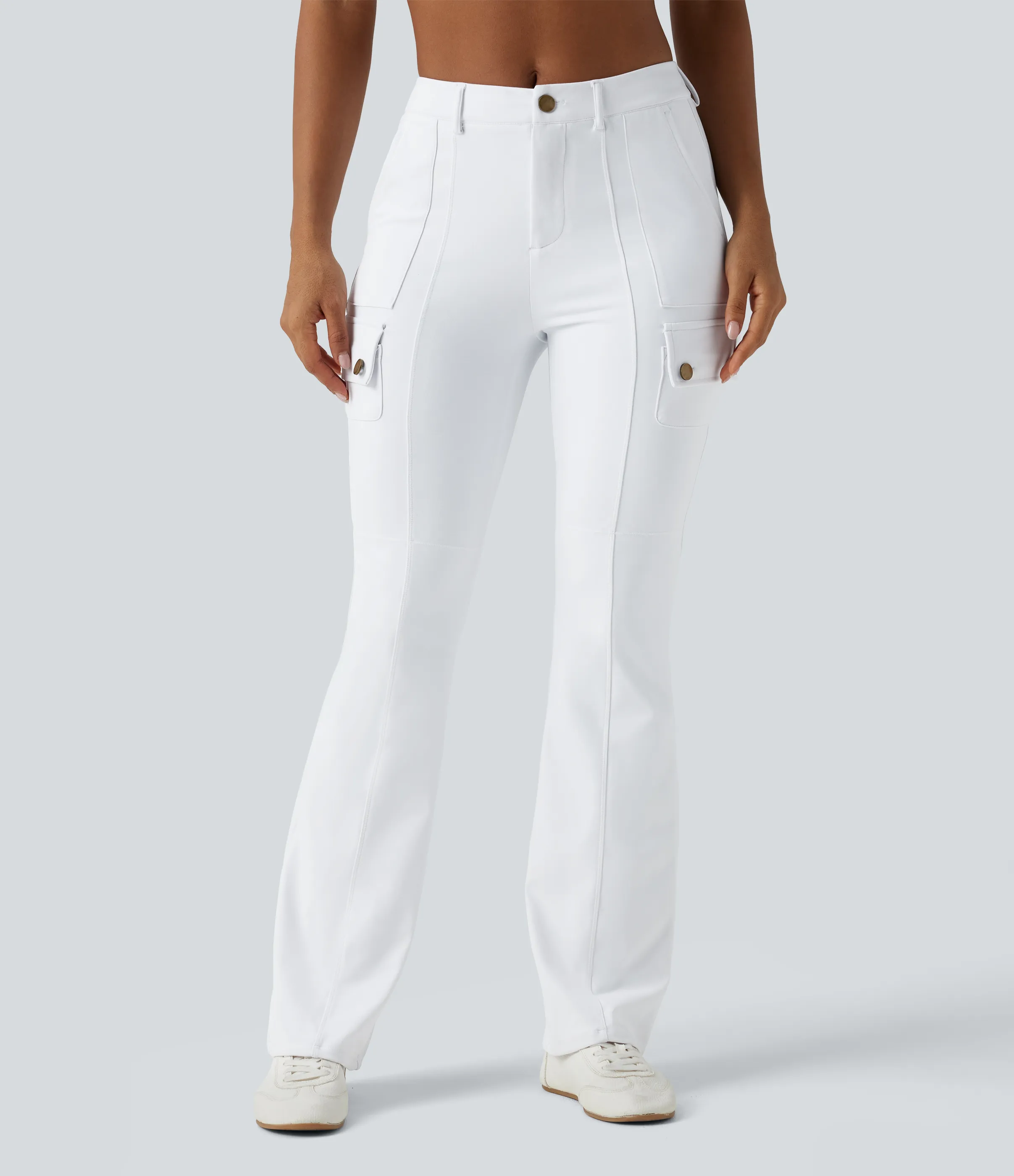 Halara Pantalón cargo bota senderismo múltiple bolsillo tiro medio - White - L(regular) sold by Halara product image thumbnail 4