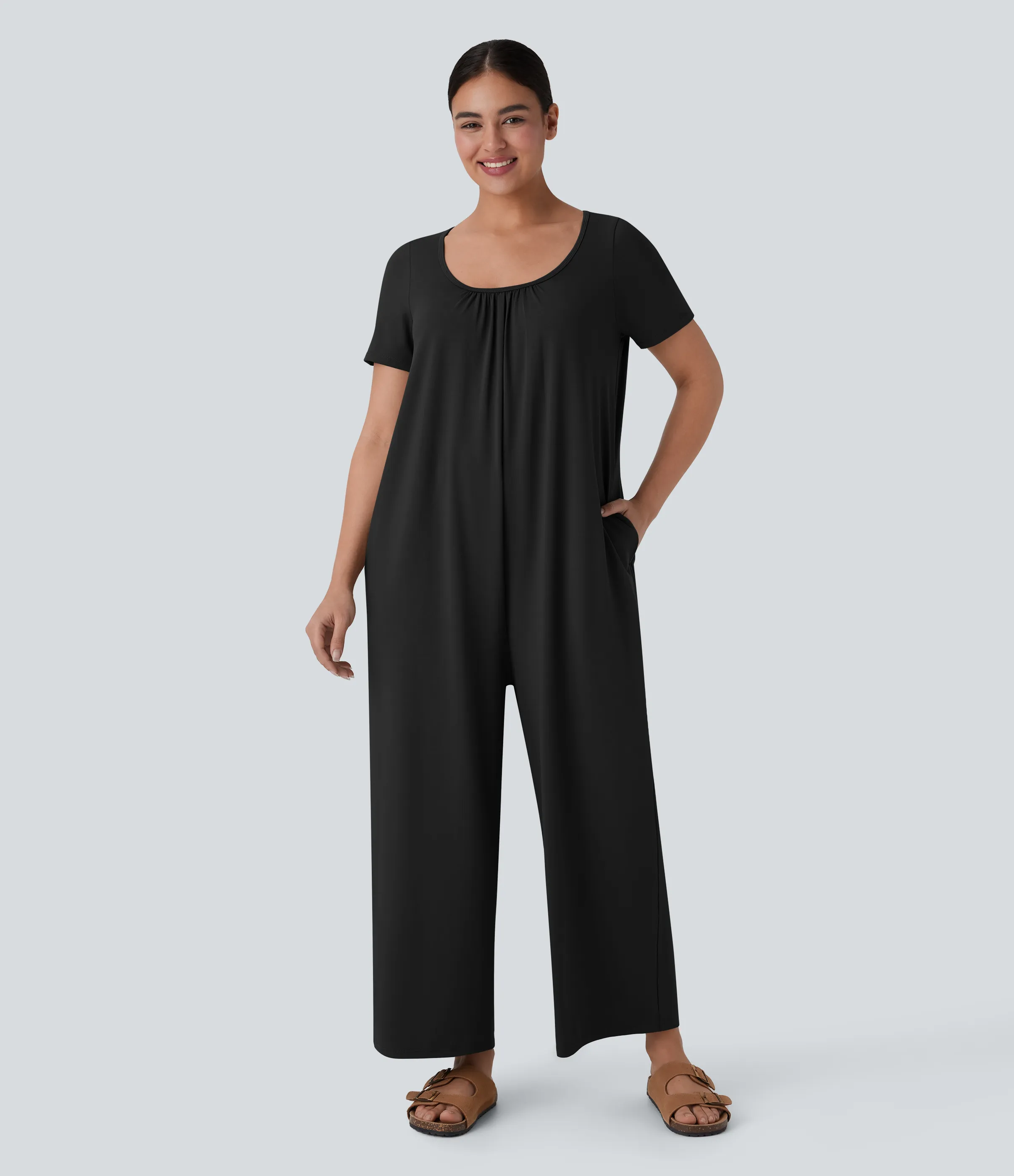 Halara Mono holgado cuello redondo botón posterior bolsillo lateral - Black - XS(regular) sold by Halara product image thumbnail 2