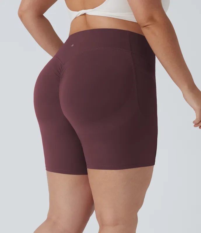 Halara Shorts biker moldeadores Halara UltraSculpt™ de tiro alto con push-up y moldeador de abdomen con bolsillos en longitud 17,78cm - Evening Red - 1X made by Halara