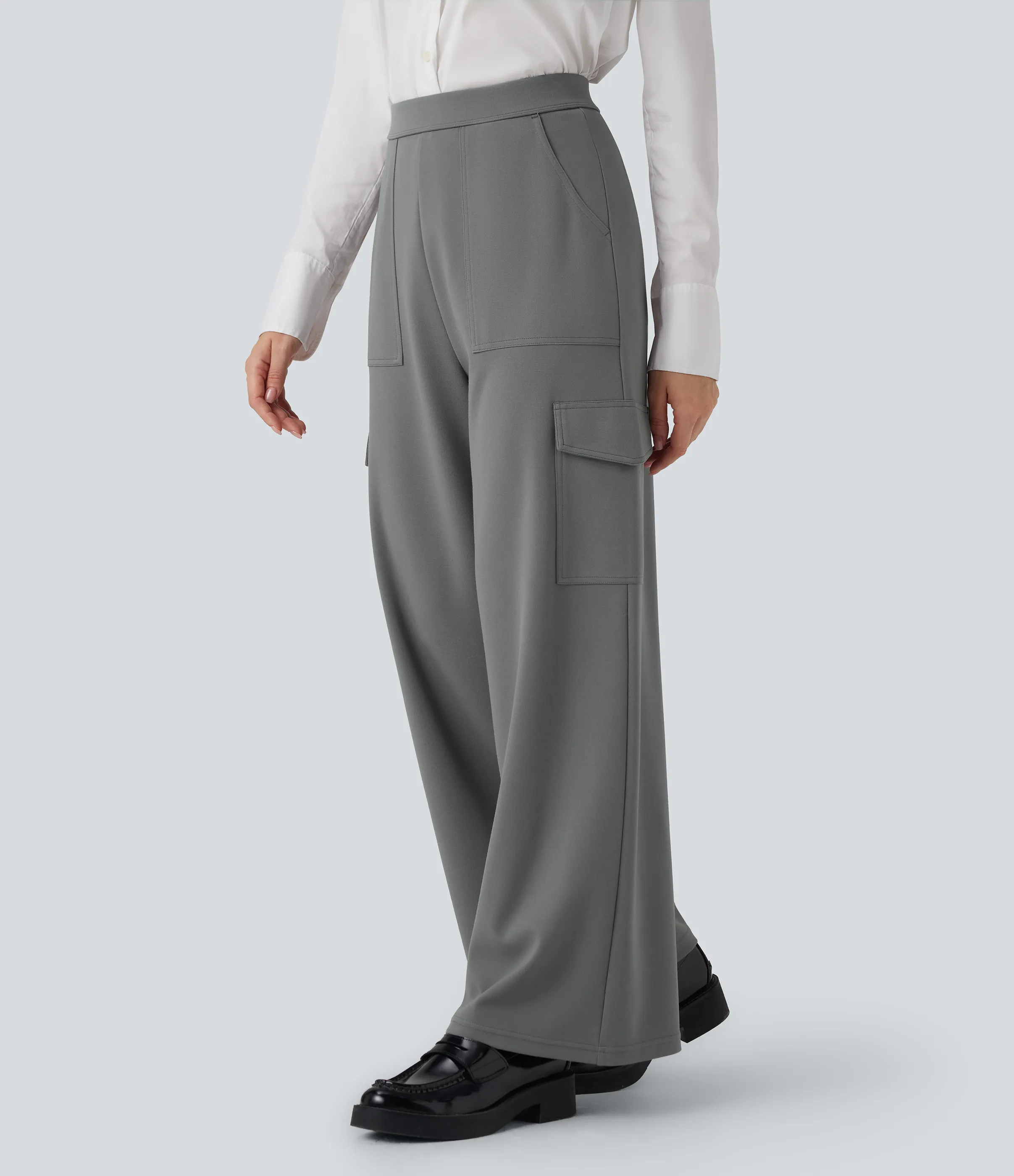 Halara Pantalones de oficina cargo Halara Flex™ de tiro alto y pierna recta con bolsillos - Putty Gray - XS(regular) sold by Halara product image thumbnail 4