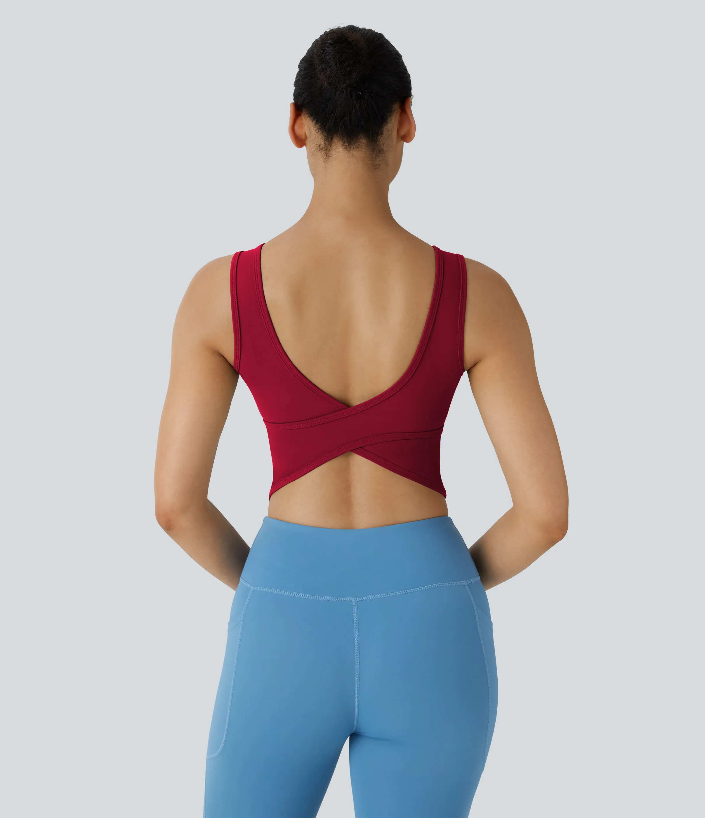 Halara Top de ballet o baile cruzado con escote en U en copas D-F - Scarlet Sage - S sold by Halara product image thumbnail 4