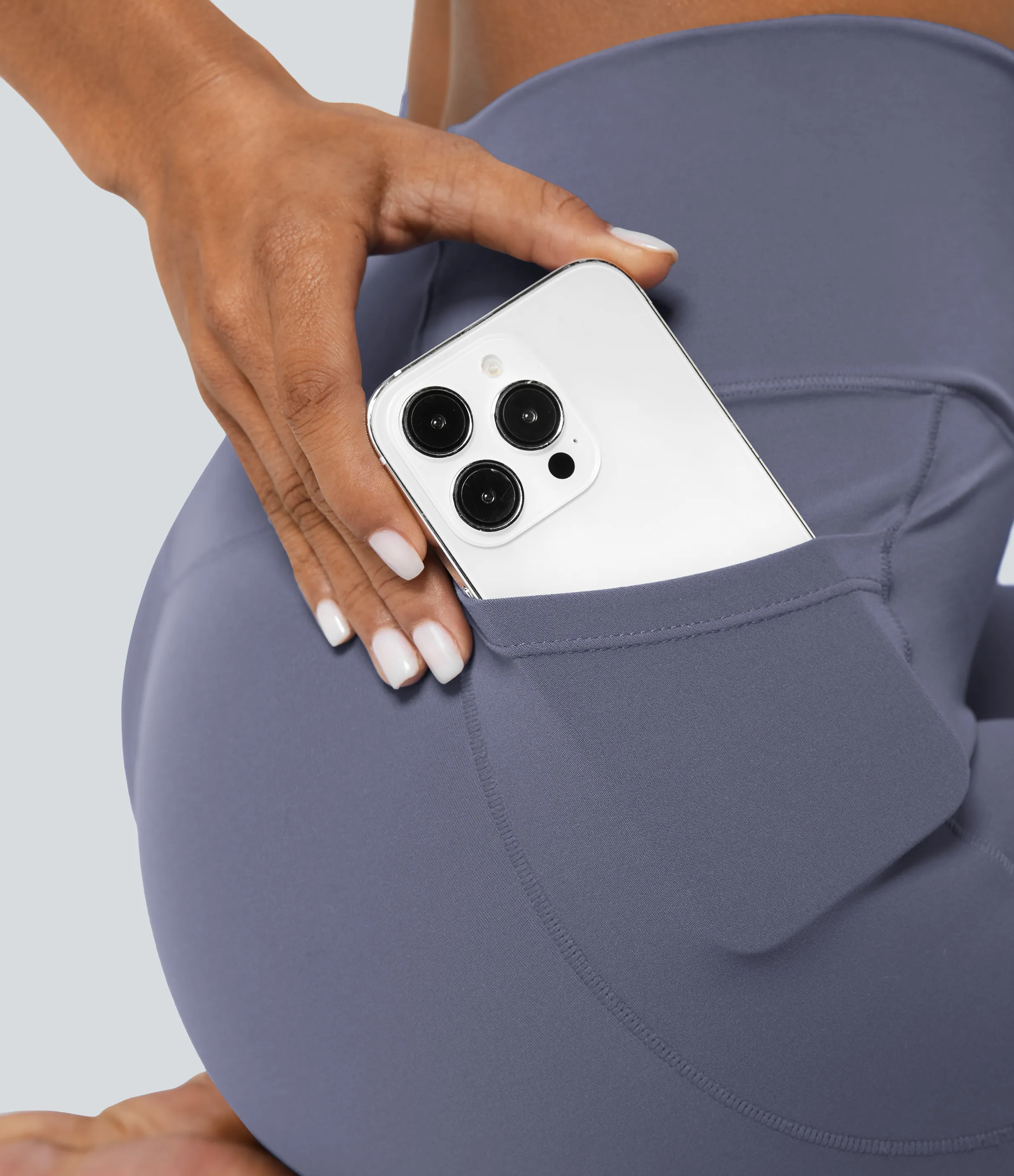 Halara Leggings Softlyzero™ liso bolsillo cruzado - Light Gray Violet - XL(7/8) sold by Halara product image thumbnail 5