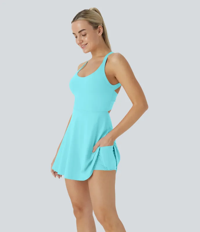 Halara Vestido Softlyzero™ Airy deportivo activo baile tacto fresco sin espalda retorcido - Edición Easy Peezy - Loka Blue - XS sold by Halara