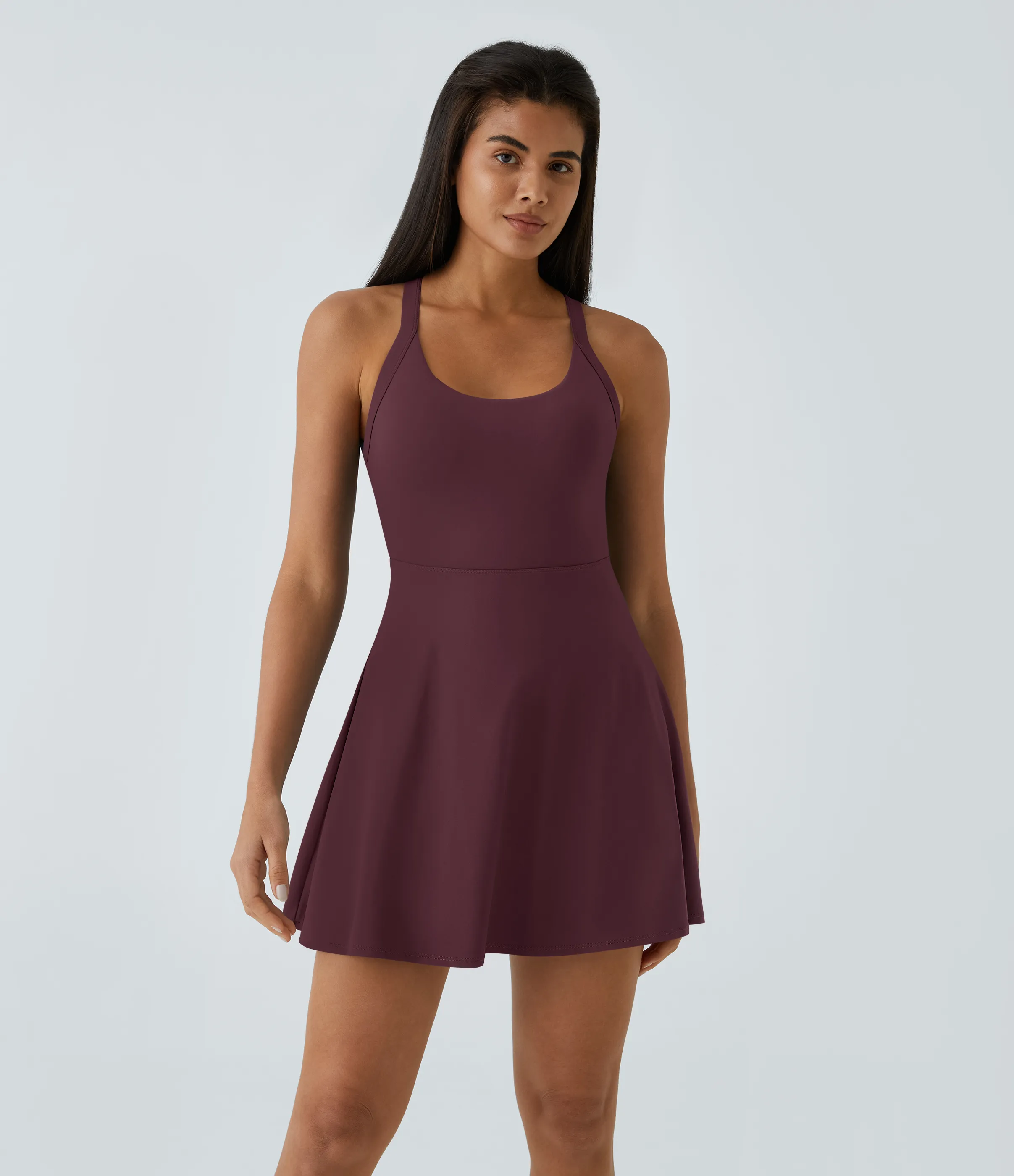 Halara Vestido activo baile vuelo retorcido sin espalda-Longitud más larga-Edición Easy Peezy - Fig - S sold by Halara product image thumbnail 3